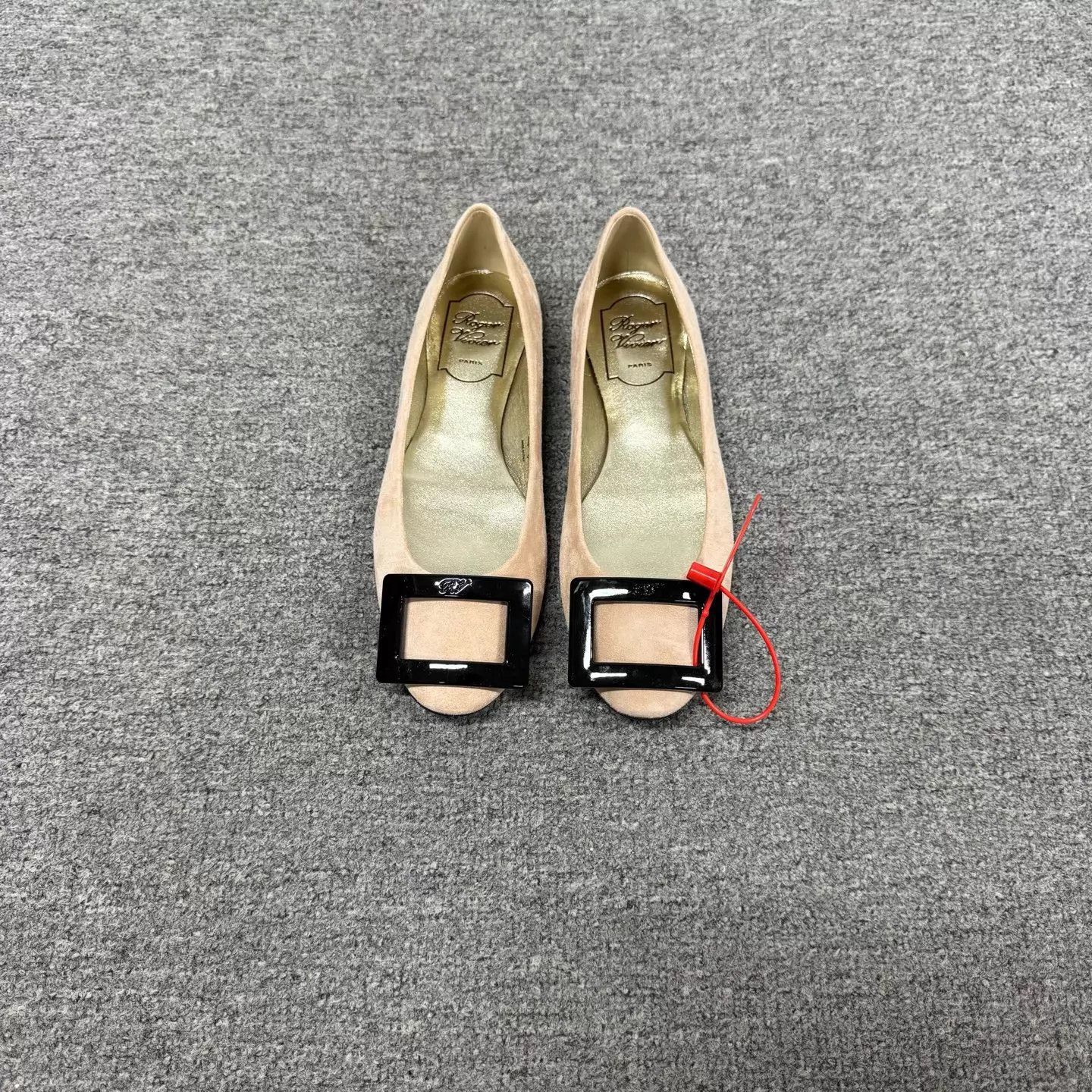 Roger Vivier RV Suede Square Buckle Flat 36 (New) Size US 5.5 / IT 35.5 - 2 Thumbnail