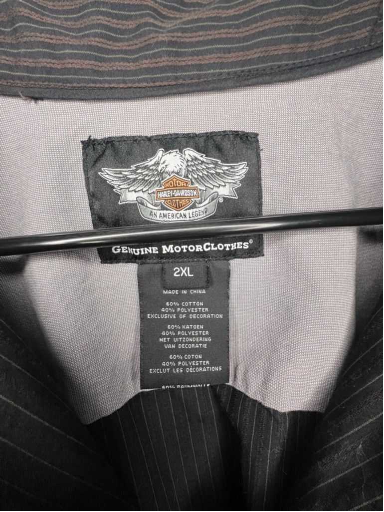 Harley Davidson Harley Davidson Long Sleeve Pinstripe Button Collared Shirt Size US XXL / EU 58 / 5 - 3 Thumbnail