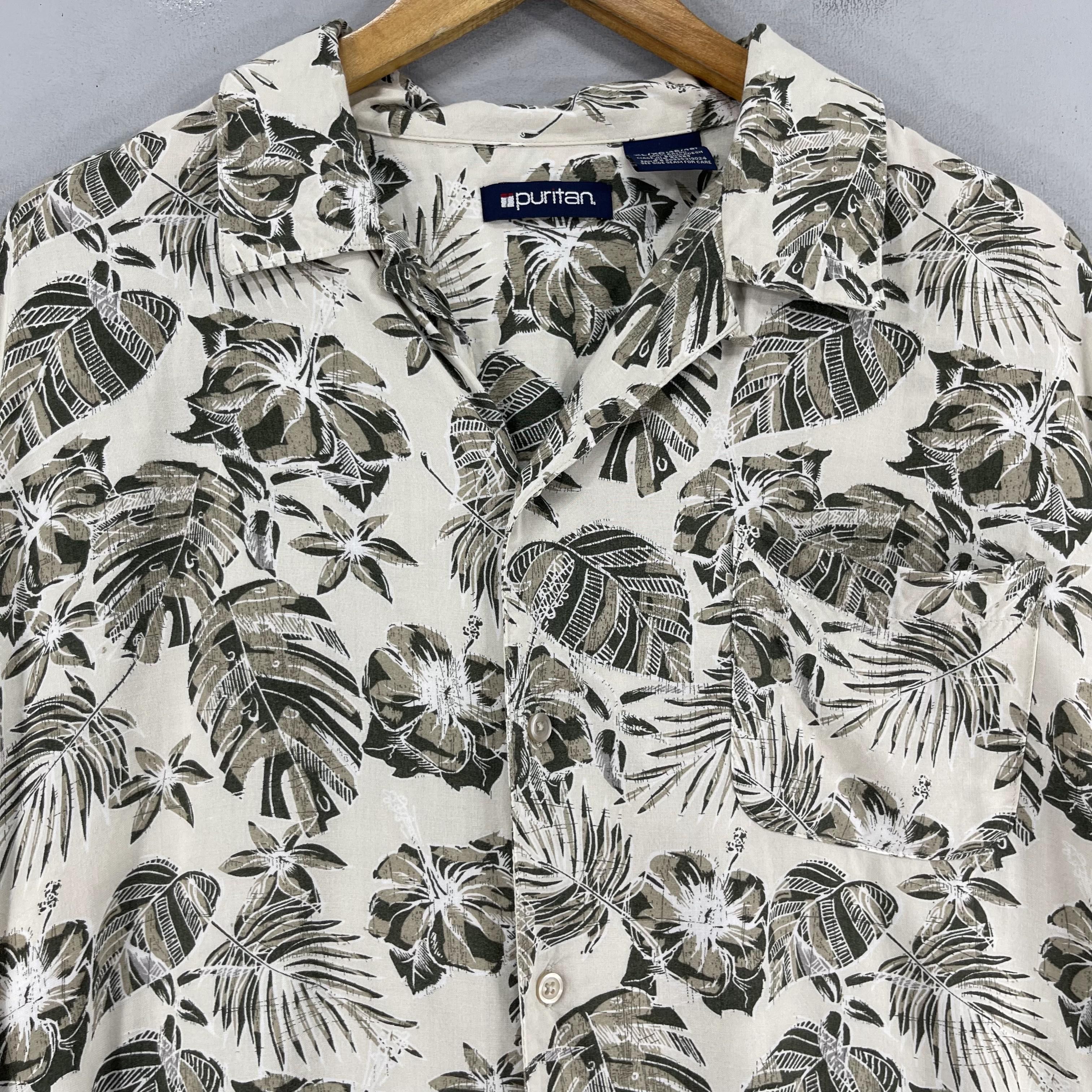 Puritan PURITAN Tropical Hibiscus Floral Motive Button Up Shirt Size US XL / EU 56 / 4 - 2 Thumbnail