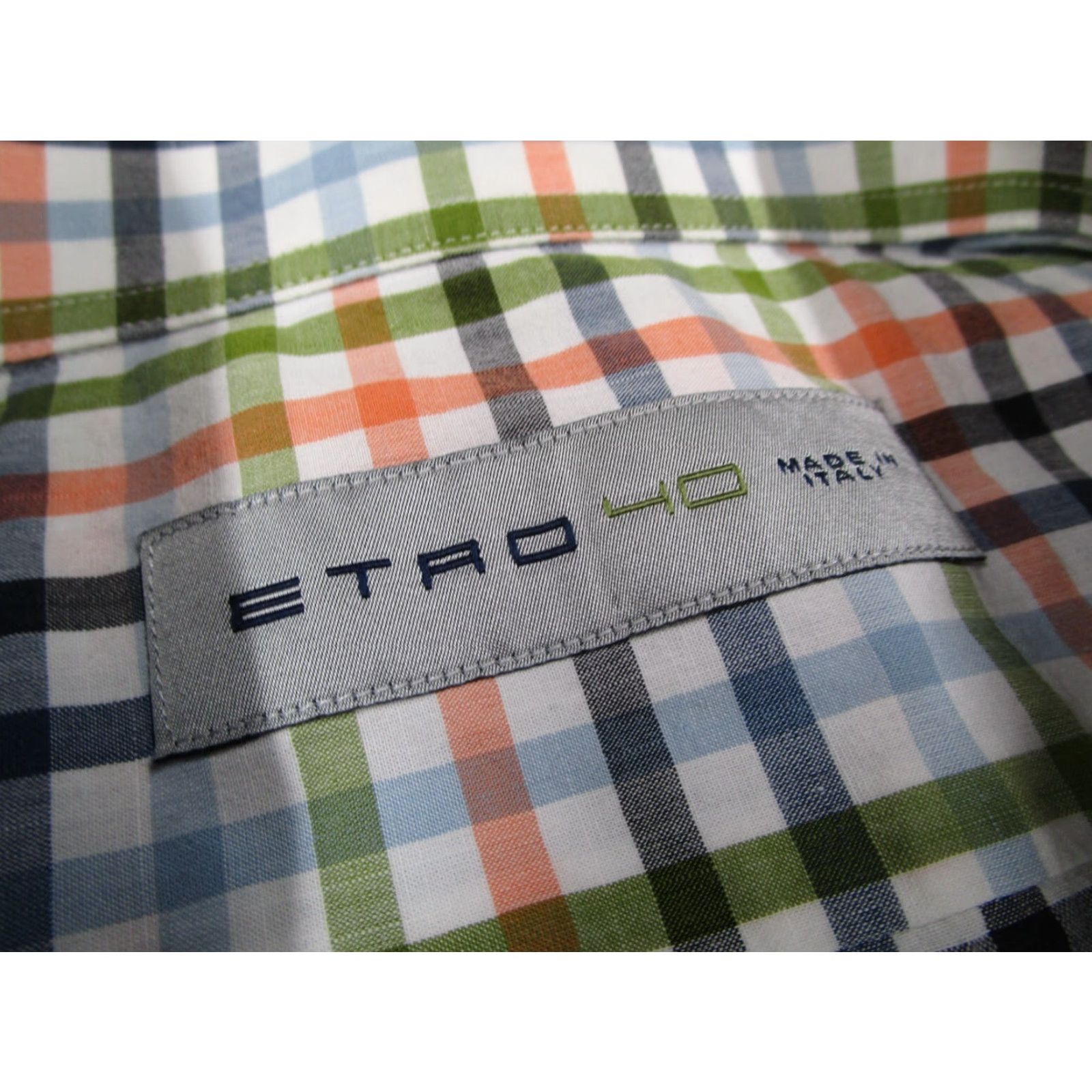 Etro ETRO Shirt Mens 40 Blue Check Long Sleeve Button-Up Casual Work Travel Made in Italy Size US L / EU 52-54 / 3 - 3 Thumbnail