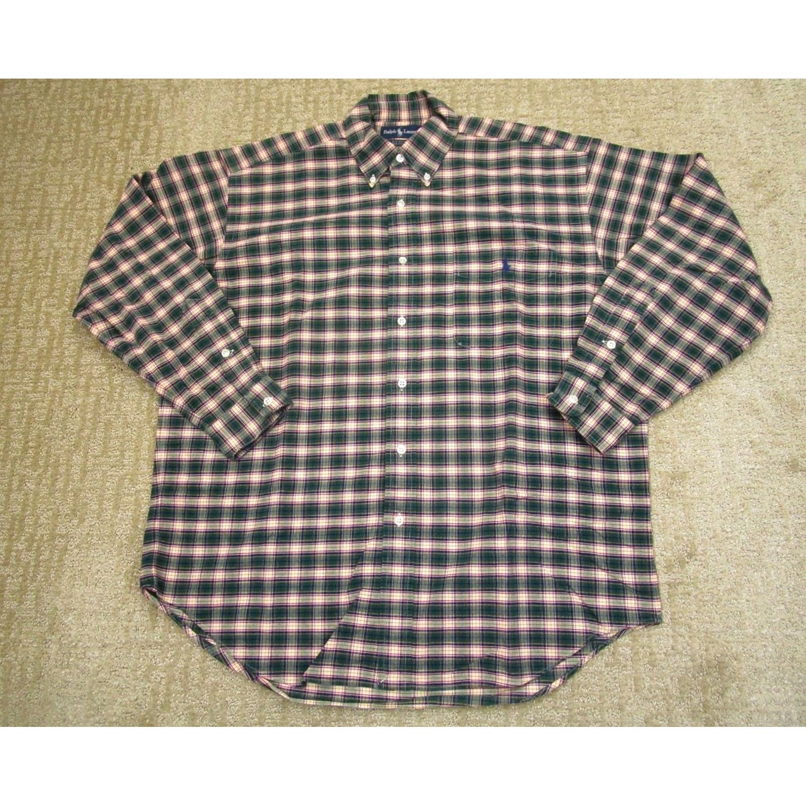 Ralph Lauren Ralph Lauren Shirt Men Medium Green Tartan Plaid Long Sleeve Button-Up Big Shirt Size US M / EU 48-50 / 2 - 2 Thumbnail