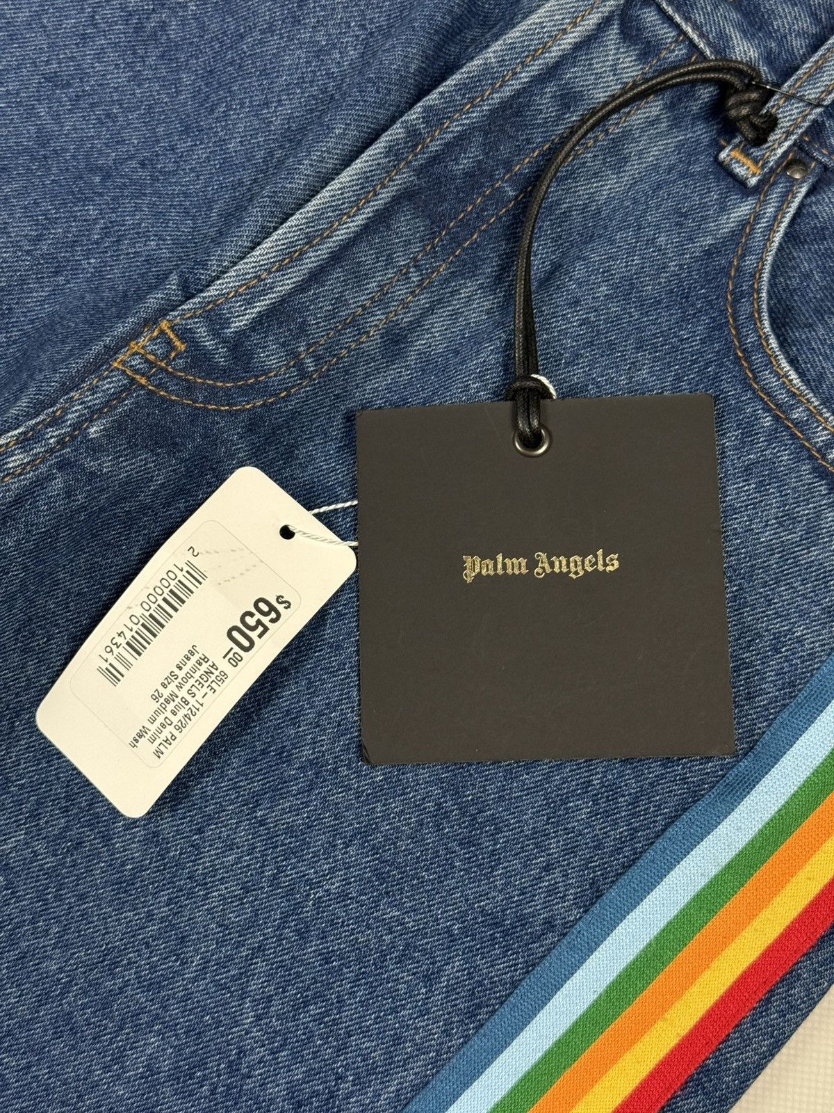 Palm Angels BNWT! Palm Angels Ladies Denim Rainbow Medium Wash Jeans Size 26" / US 2 / IT 38 - 10 Thumbnail