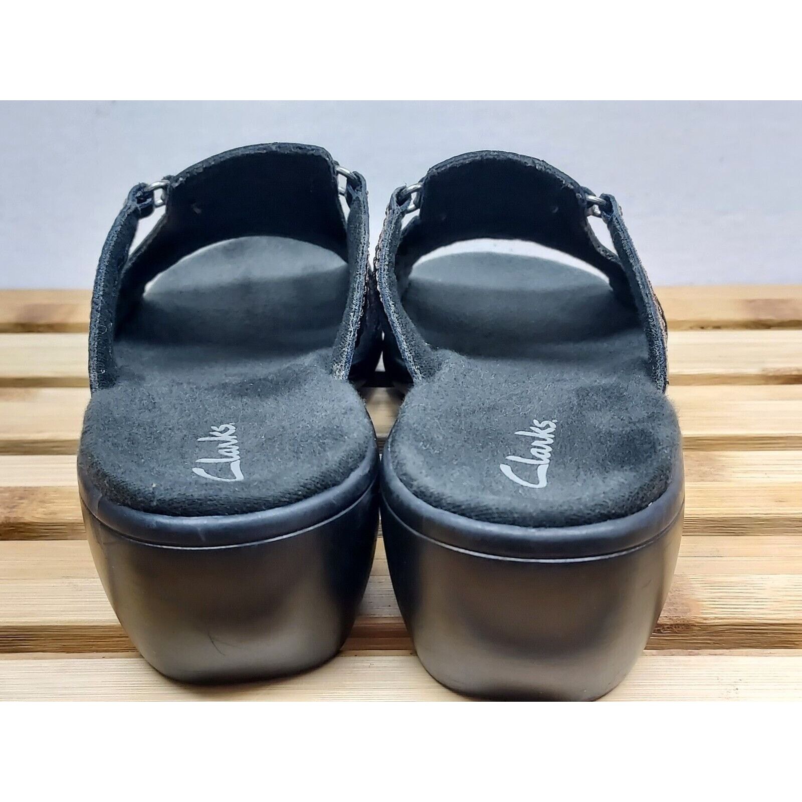 Clarks Clarks Womens | Black | Leather Block Slide Sandals Size 6 Size US 6 / IT 36 - 7 Thumbnail