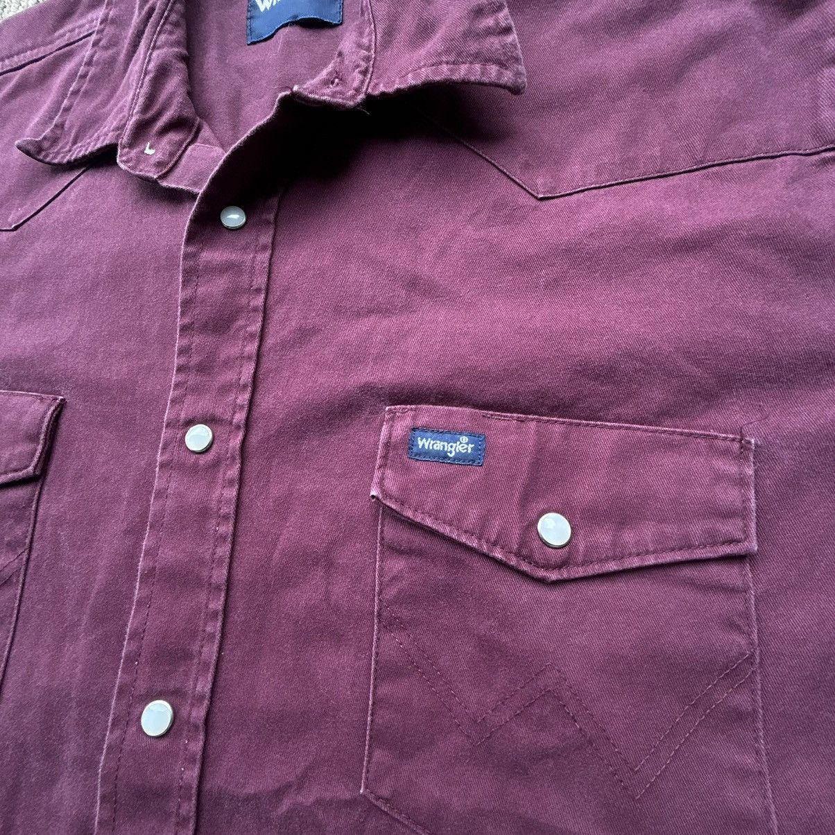 Wrangler Vintage Wrangler Brushpopper Pearl Snap Western Shirt Maroon Size US XL / EU 56 / 4 - 2 Thumbnail