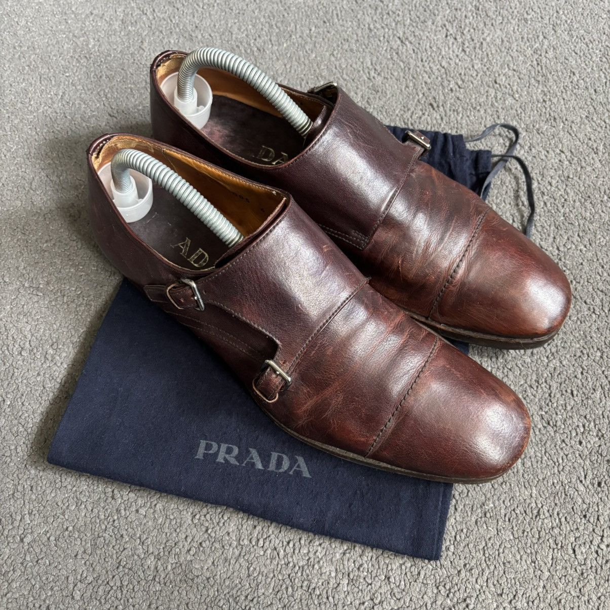 Brown Leather Double Monk Strap Dress Shoes Oxford Loafer