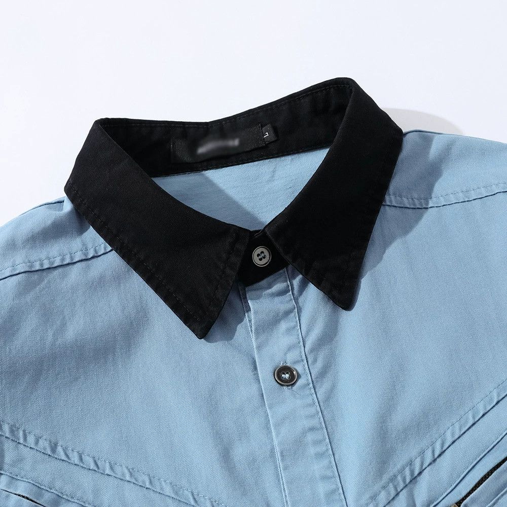 Japanese Brand × Vintage American style men's inkjet pocket zipper cargo lapel shirt Size US M / EU 48-50 / 2 - 3 Thumbnail