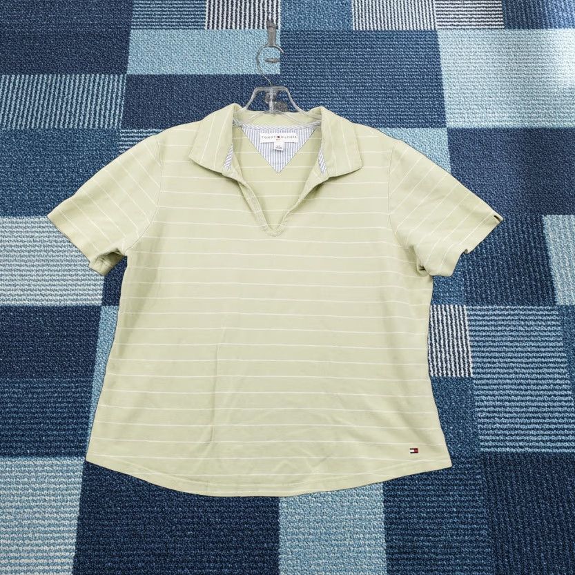 Tommy Hilfiger Tommy Hilfiger Golf Polo Shirt Womens L Green Striped Short Sleeves Polo Size L / US 10 / IT 46 - 1 Thumbnail