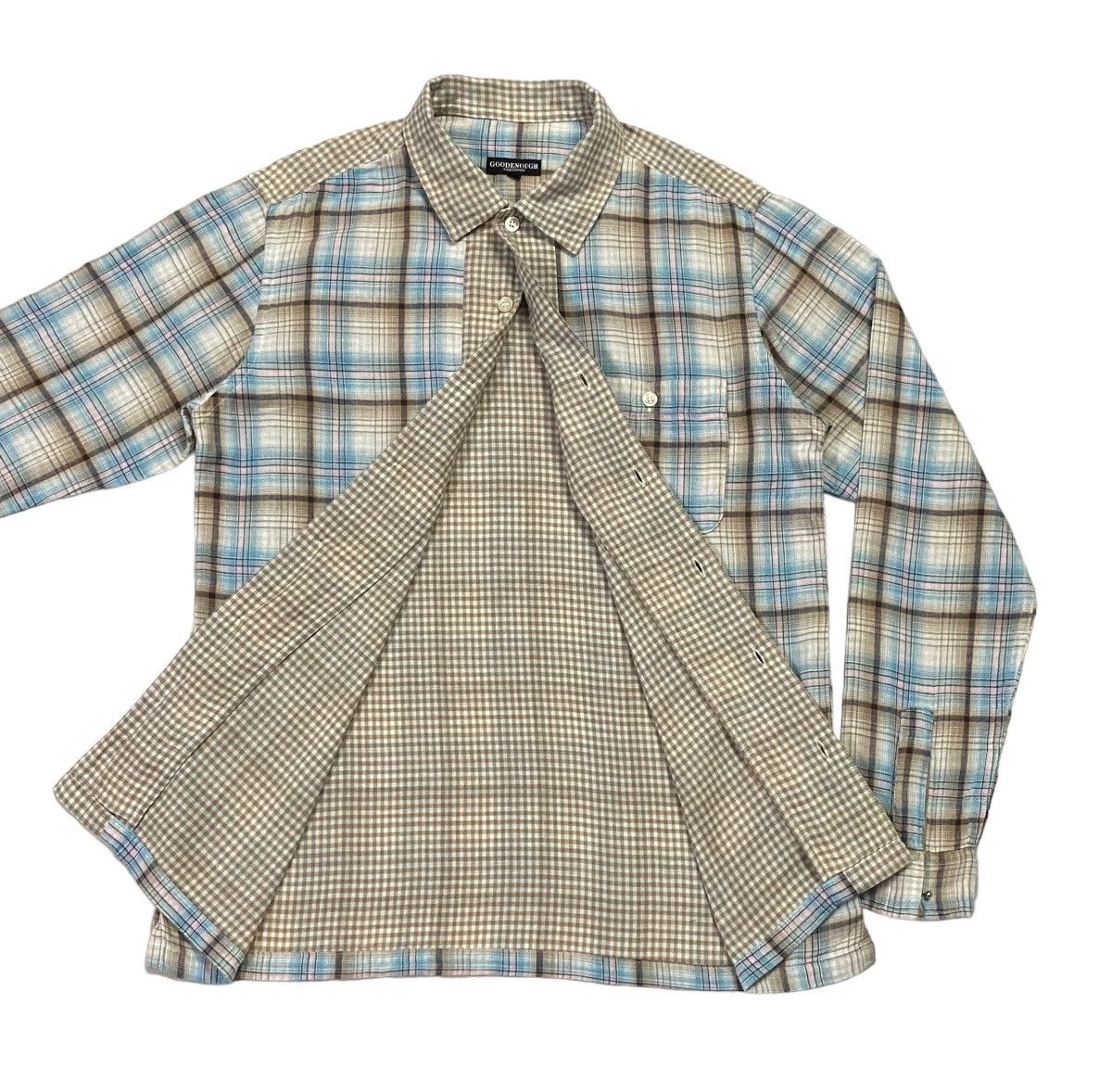 GOODENOUGH × Japanese Brand Goodenough Spellout Checked Shirt Button Ups Size US M / EU 48-50 / 2 - 22 Thumbnail