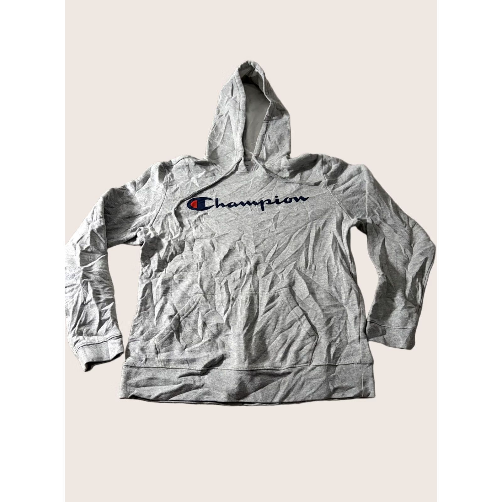 Champion Champion Hoodie Mens Medium Gray Fleece Pullover Script Logo Sweatshirt Size US M / EU 48-50 / 2 - 1 Thumbnail