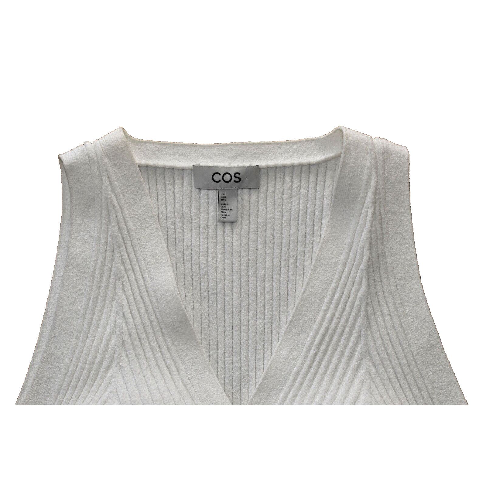 Cos COS Cotton Ribknit Sleeveless V Neck Cardigan Sweater Size L Size L / US 10 / IT 46 - 5 Thumbnail