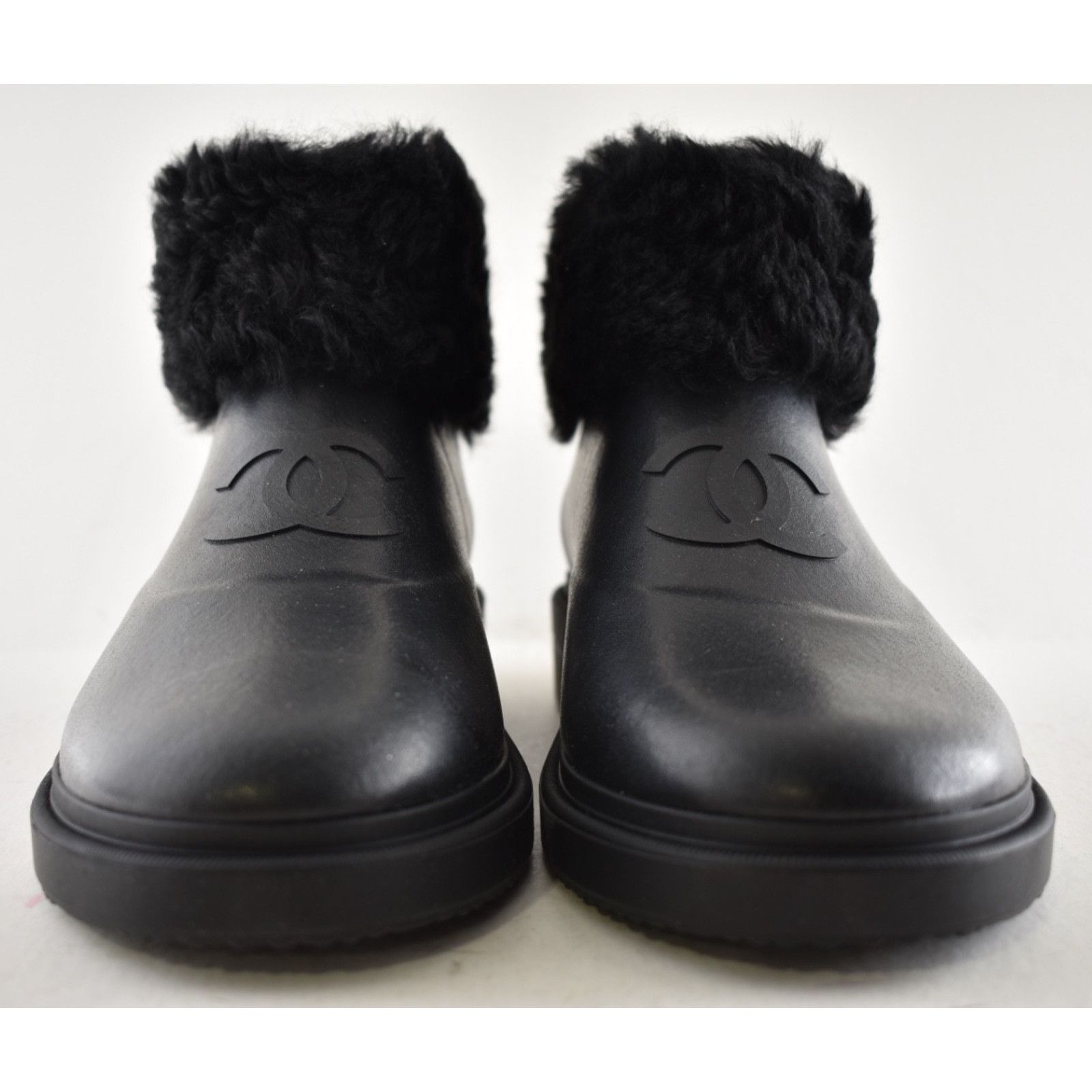 Chanel Chanel 24K Black Shearling Rubber CC Ankle Rain Boots 42 Size US 11 / IT 41 - 7 Thumbnail
