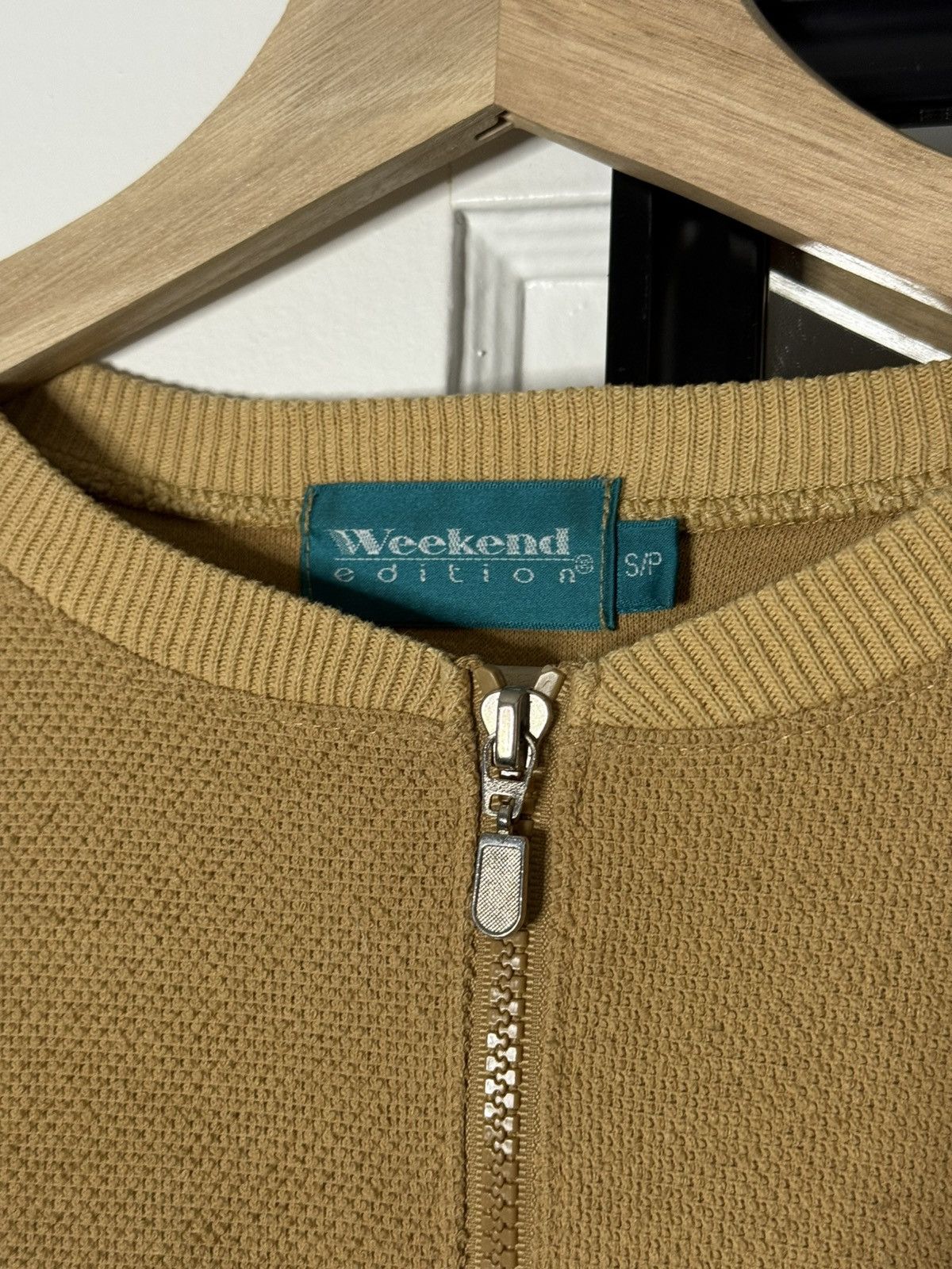 Vintage VINTAGE 1990’s Weekend Edition Zip Up Sweater Jacket Tan Size US S / EU 44-46 / 1 - 2 Thumbnail