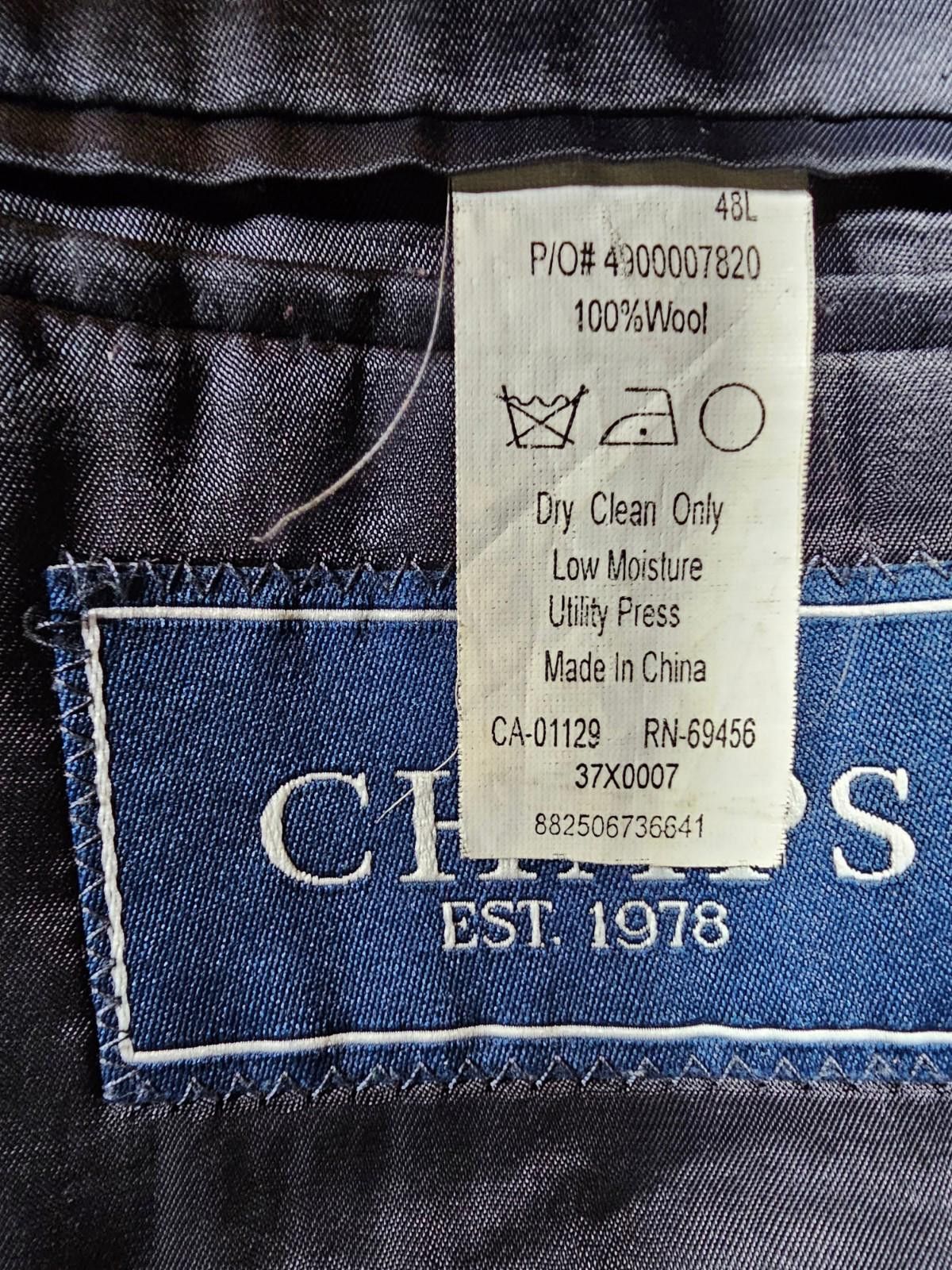 Chaps Chaps Men's Blazer Sz 48L Blue 100% Wool 48L 2 Button STAIN Size 48L - 8 Thumbnail