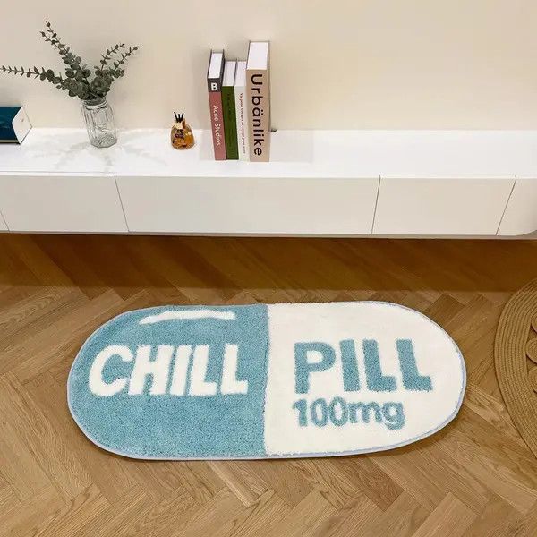 Other 3D Blue "CHILL PILL" Handmade Soft Rug Size ONE SIZE - 2 Thumbnail