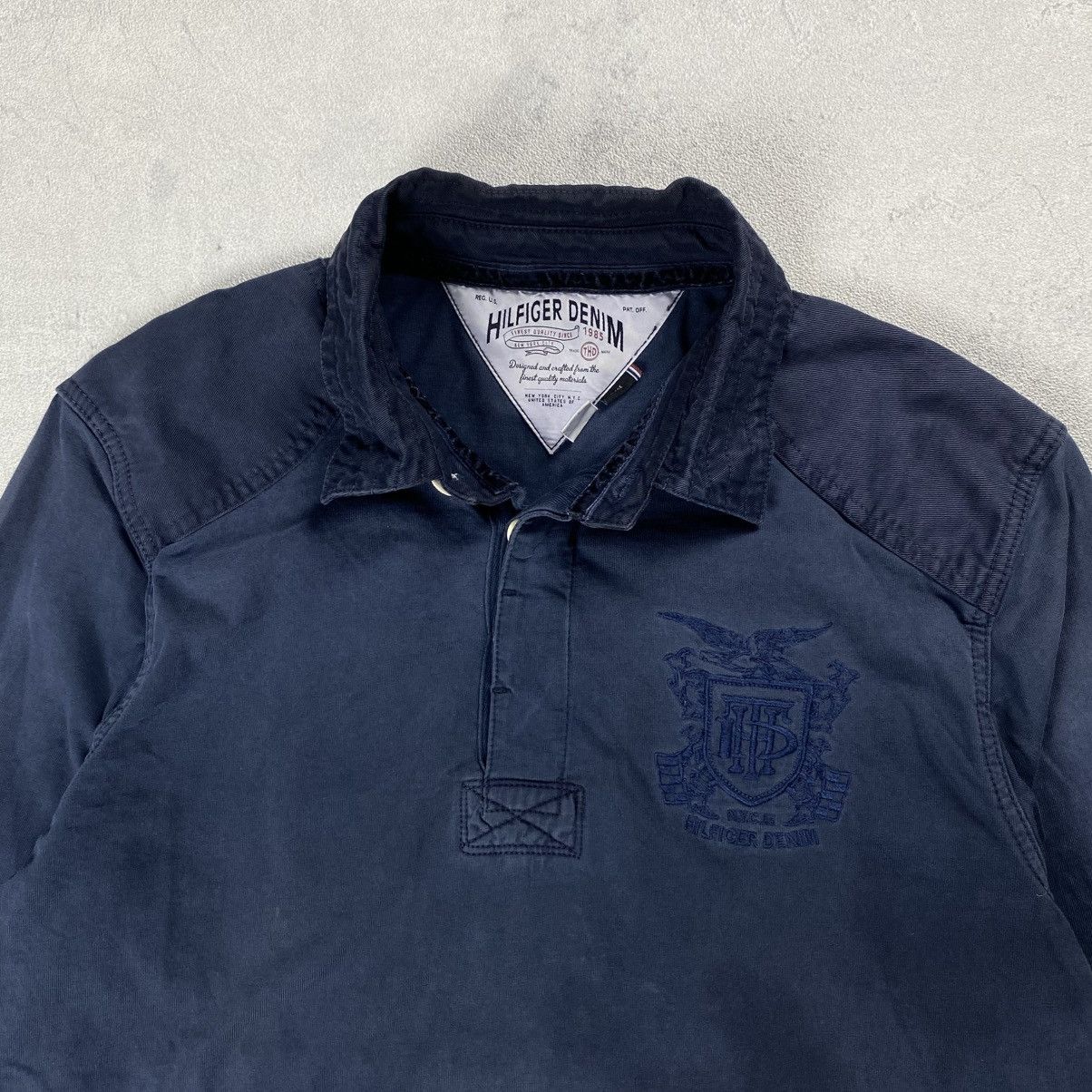 Tommy Hilfiger Vintage 90s Hilfiger Denim THD Rugby Shirt Size US L / EU 52-54 / 3 - 2 Thumbnail