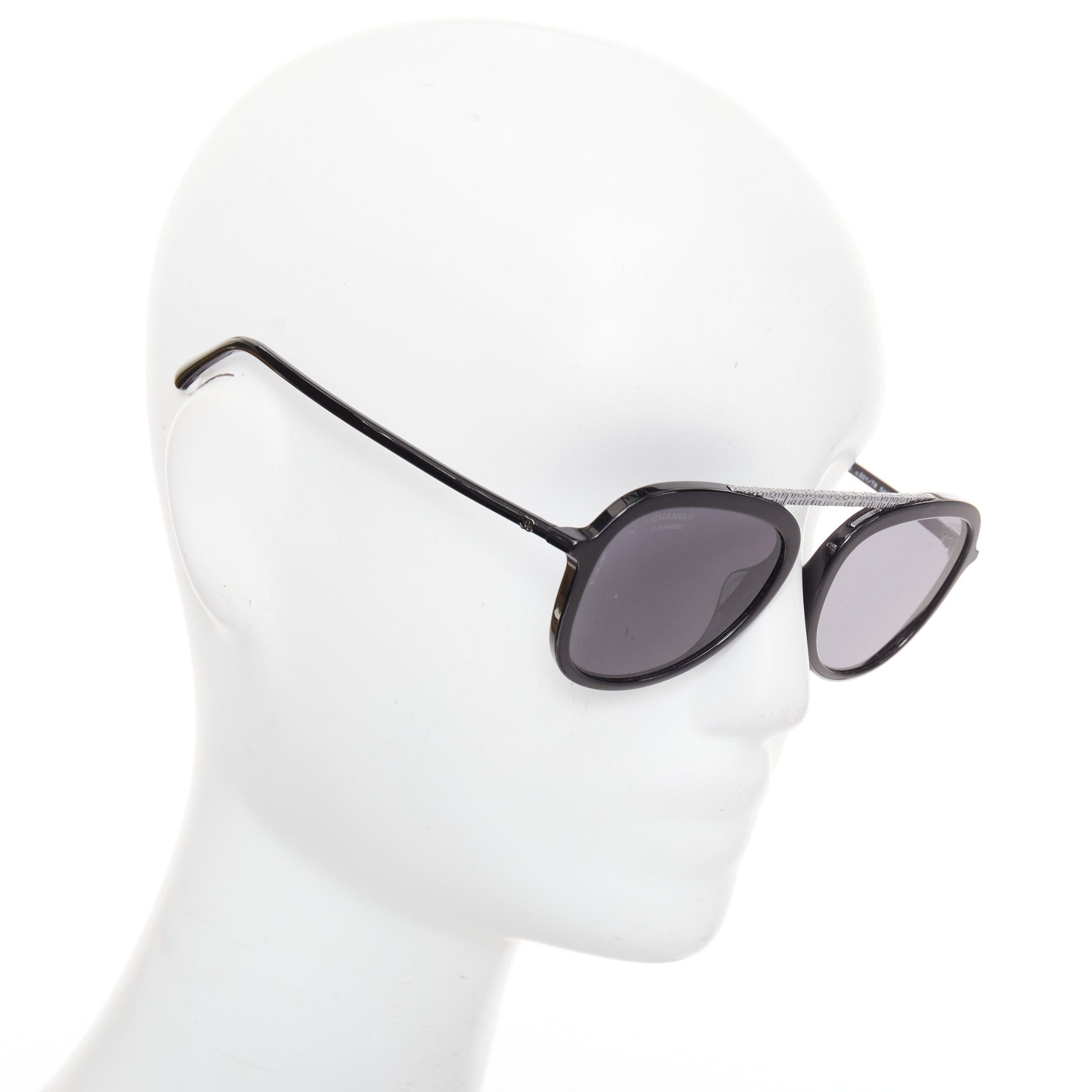 Chanel CHANEL 5381A black acetate silver brow bar aviator pilot sunglasses Size ONE SIZE - 1 Thumbnail