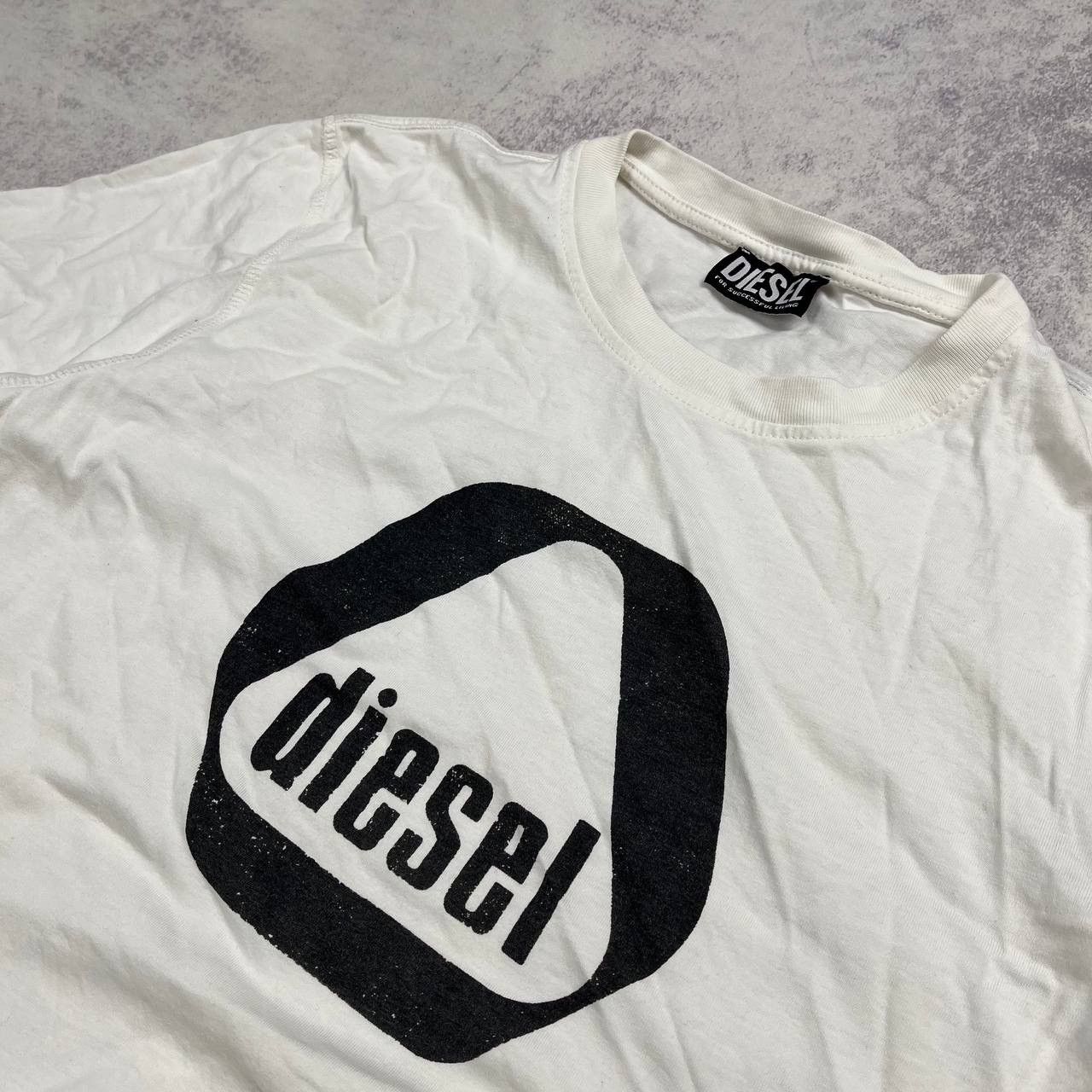 Diesel × Vintage Vintage White Diesel Y2K Big logo T-Shirt Size US M / EU 48-50 / 2 - 2 Thumbnail