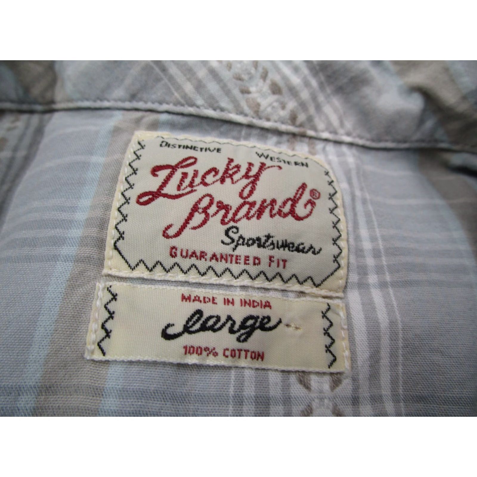 Lucky Brand Lucky Brand Shirt Men Large Gray Plaid Button-Up Western Pearl Snaps Rancher Size US L / EU 52-54 / 3 - 3 Thumbnail
