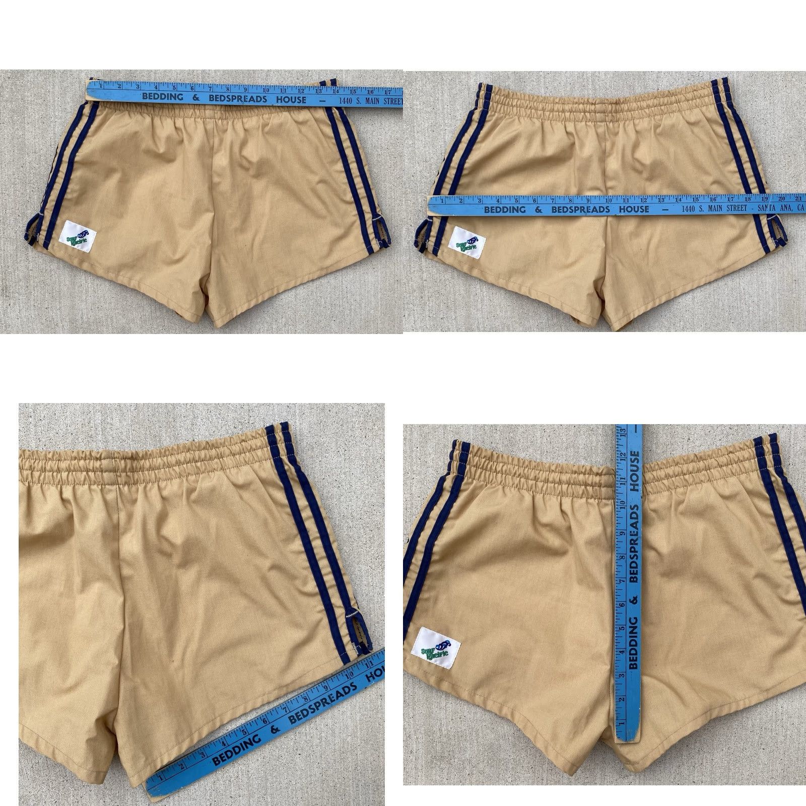 Swims VINTAGE Surf Pacific Mens Swim Short Striped Beige M Swimsuit Bottom Beach 90s Mens Boys Size US 31 - 10 Thumbnail