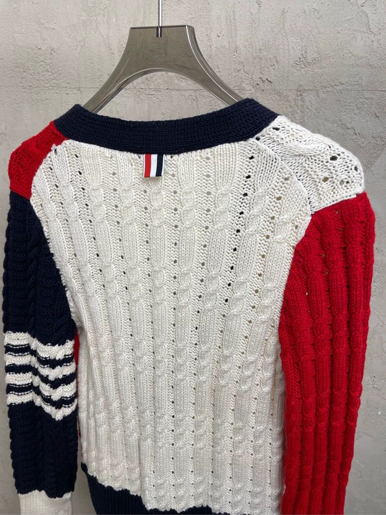 Thom Browne Thom browne Red and white color block four-striped wool car Size M / US 6-8 / IT 42-44 - 4 Thumbnail