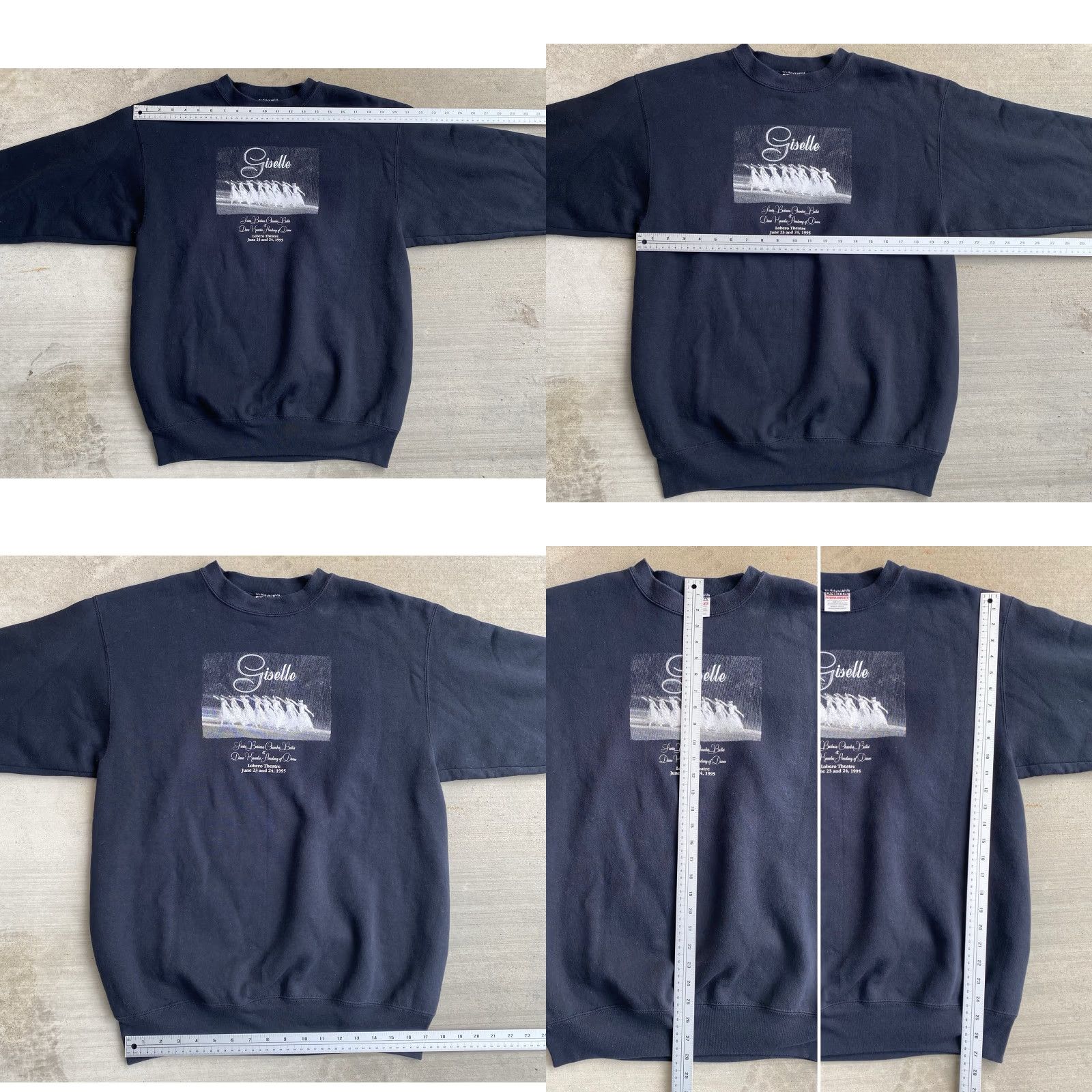 Vintage VINTAGE Oneita Giselle Hoodie Shirt Adults L Black Graphic Print Lobero Theatre 1995 USA Size US L / EU 52-54 / 3 - 11 Thumbnail