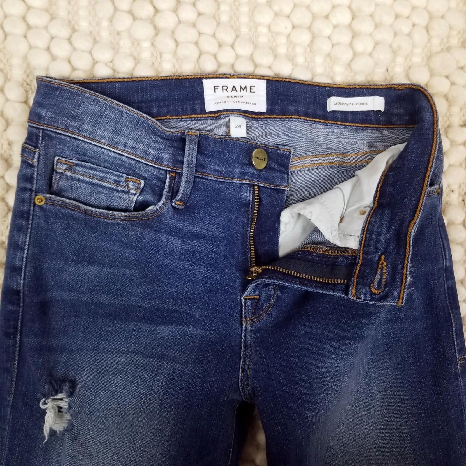 Frame Frame Le Skinny De Jeanne Triangle Hem Jeans Seabright Sz 26 Size 26" / US 2 / IT 38 - 5 Thumbnail