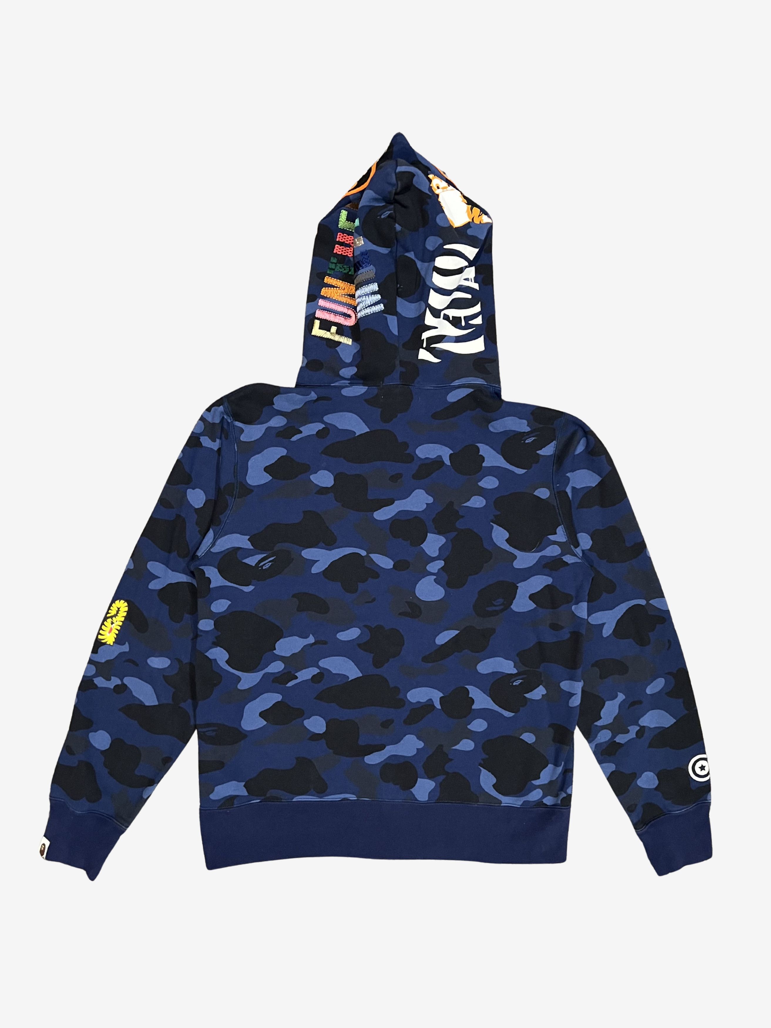 Bape A Bathing Ape Blue Camo Tiger Shark Full Zip Up Shark Hoodie Size US L / EU 52-54 / 3 - 2 Thumbnail