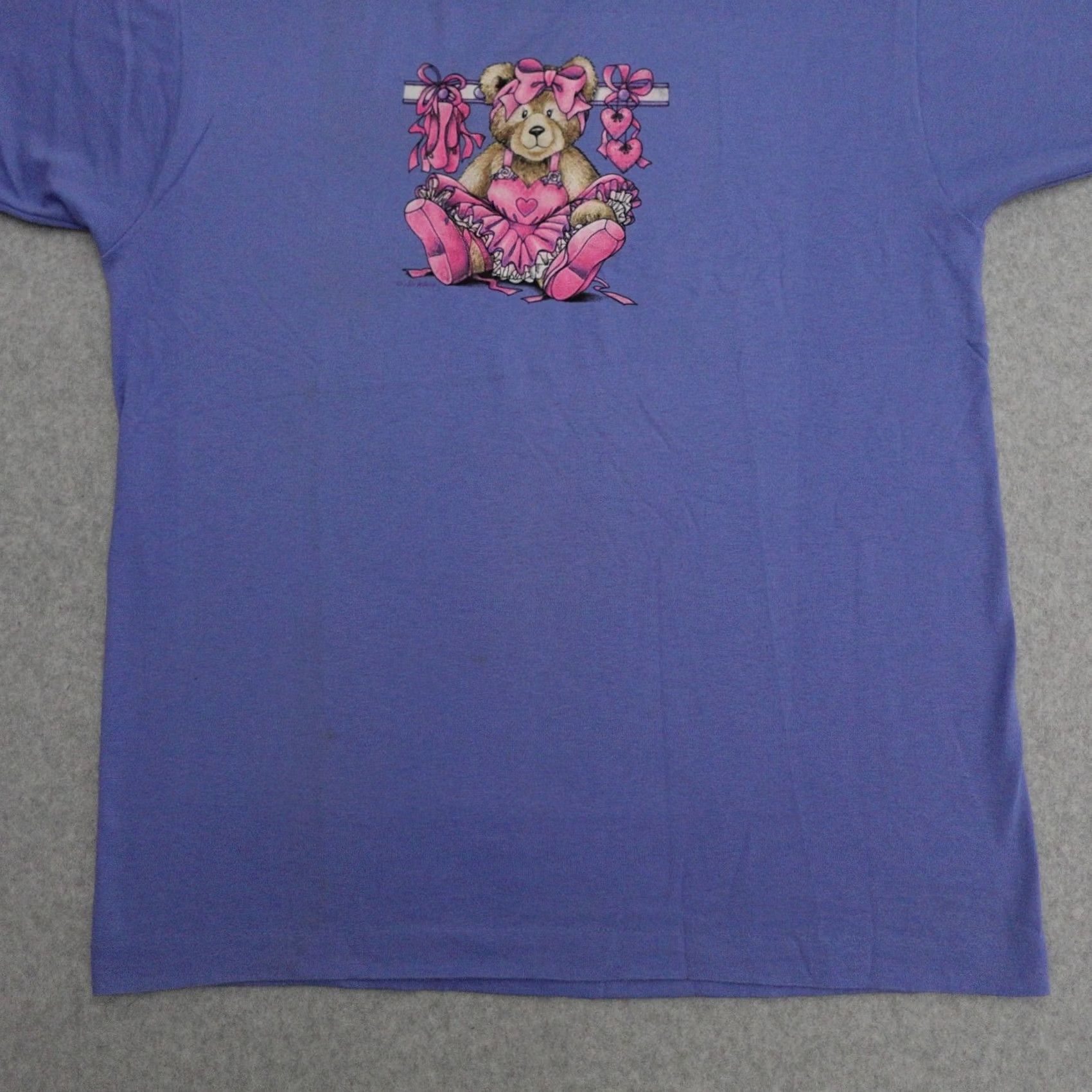 Fruit Of The Loom Vtg Fruit of the Loom Ballerina Bear Tshirt in Blue Graphic Womens Large Size L / US 10 / IT 46 - 7 Thumbnail