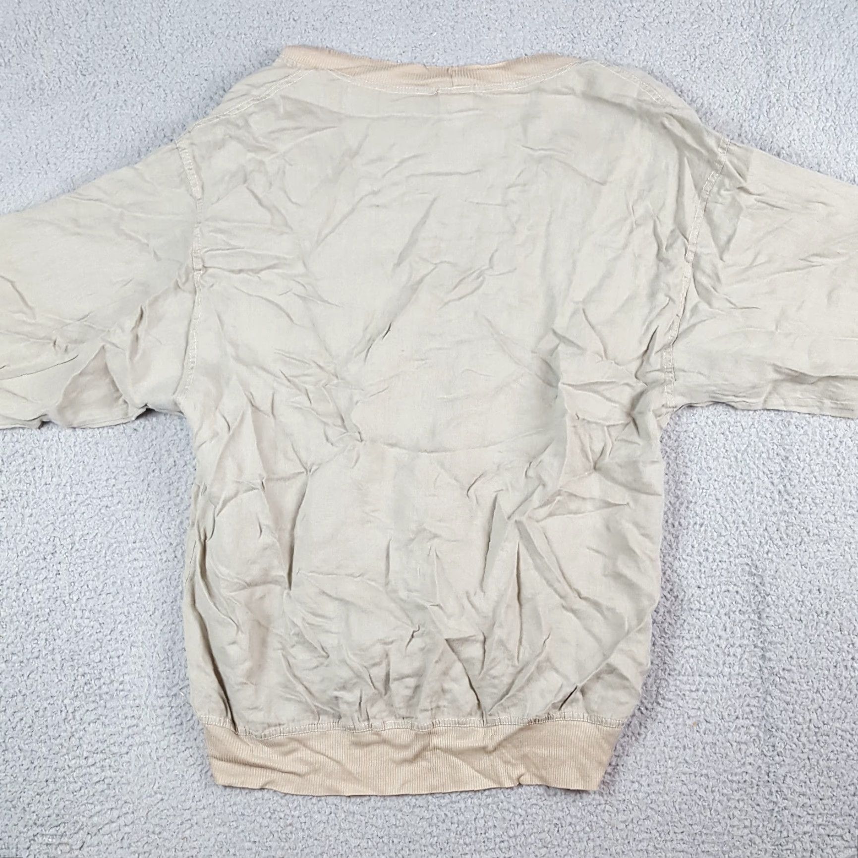Vintage VTG 90s Beige Cardigan Beigh Khaki Grunge Button Up Pullover Sweater MOG Size 4 Pockets Womens Knit Shirt Size S / US 4 / IT 40 - 5 Thumbnail