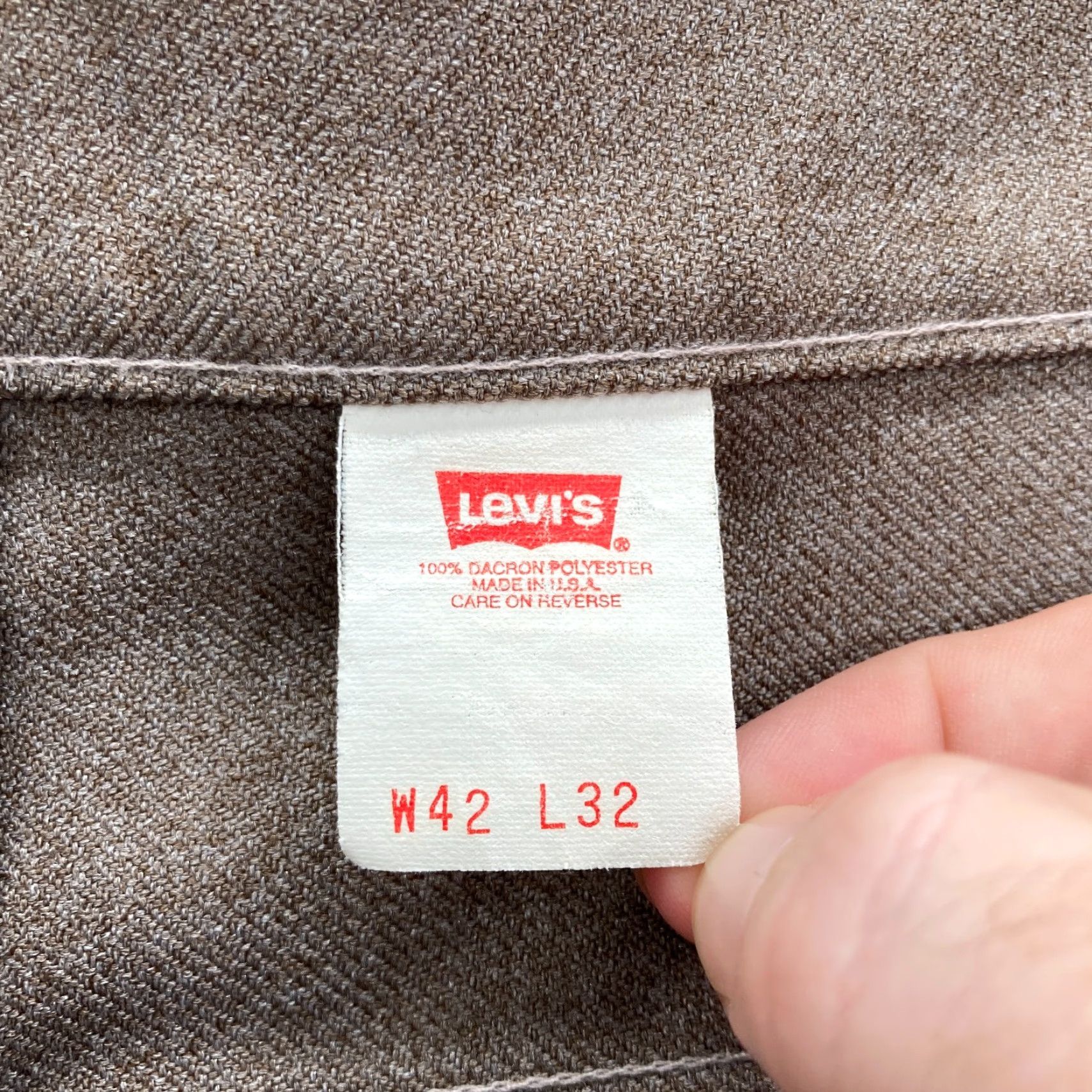 Levi's VINTAGE Levi's Pants Mens 42x28 Brown Dacron Polyester 1995 USA Made Black Tab Pants Mens 42 Brown Levi's Action Slacks USA Curvy? Size US 42 / EU 58 - 4 Thumbnail