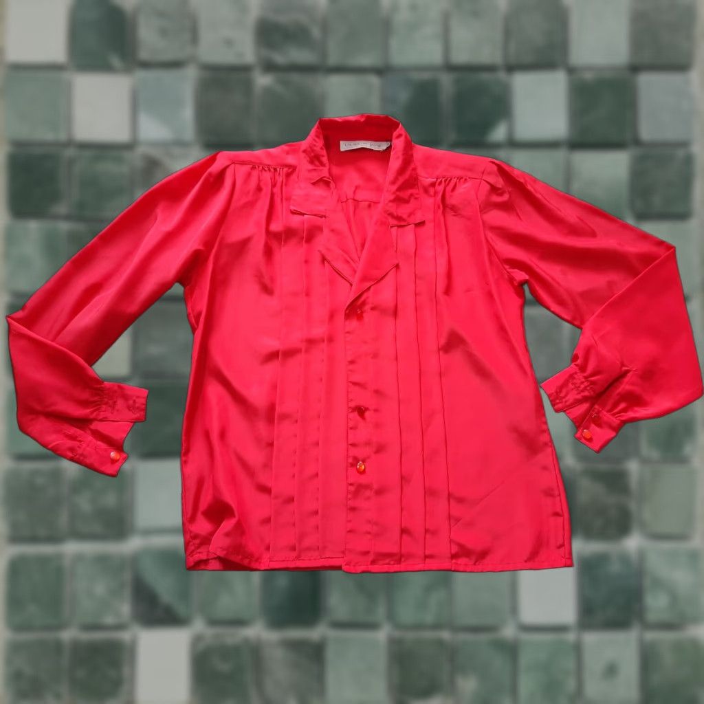 Vintage VINTAGE Laura And Jayne Blouse Button Up Womens Size 8 Shoulder Pads Red Shirt 90s Womens Size XXL / US 16-18 / IT 52-54 - 1 Thumbnail