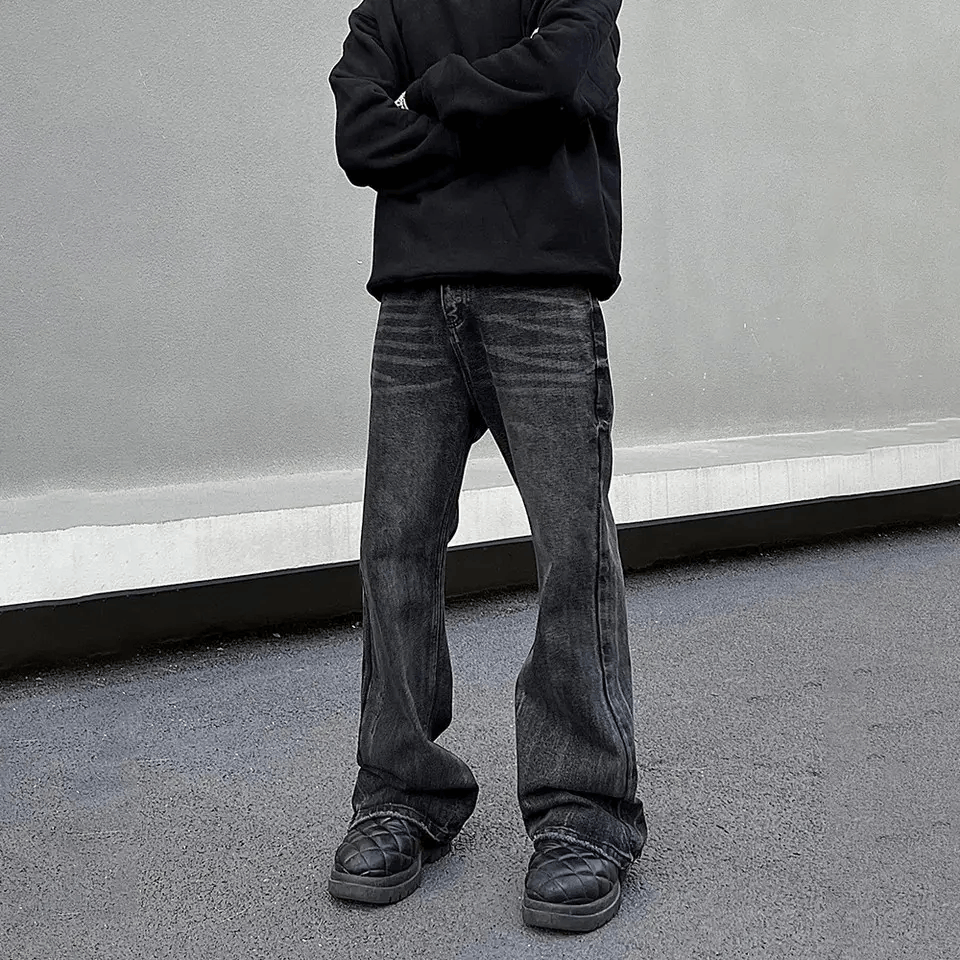 Designer × Japanese Brand × Jean Loose Straight-leg Flared Black Jeans Size 28 Size US 34 / EU 50 - 2 Thumbnail