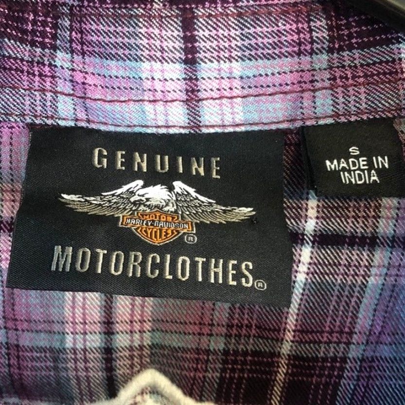 Harley Davidson Harley Davidson Womens Shirt Purple Plaid Collared Button Down Long Sleeve Small Size S / US 4 / IT 40 - 4 Thumbnail