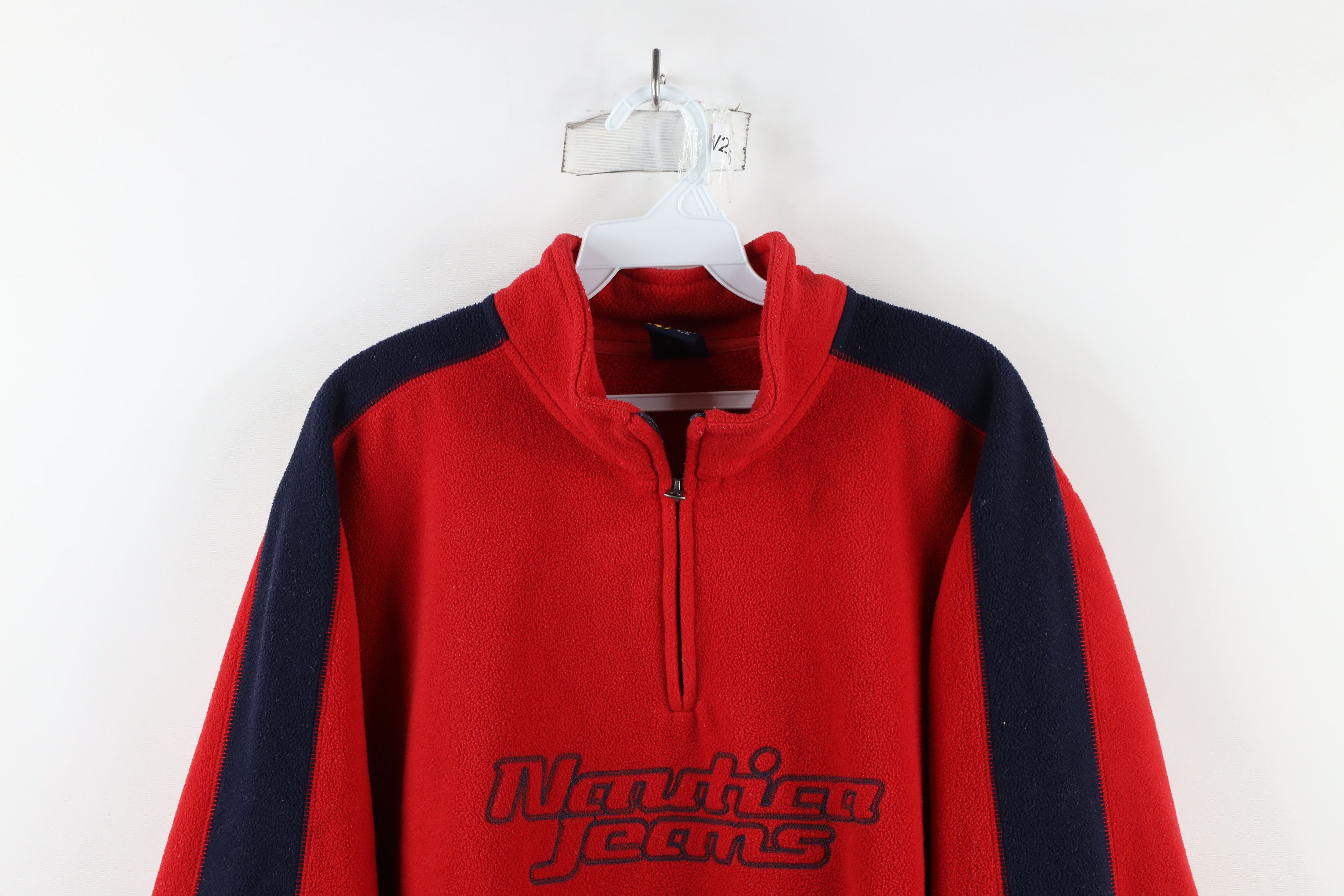 Nautica × Vintage Vintage 90s Nautica Script Half Zip Fleece Pullover Sweater Size US L / EU 52-54 / 3 - 2 Thumbnail