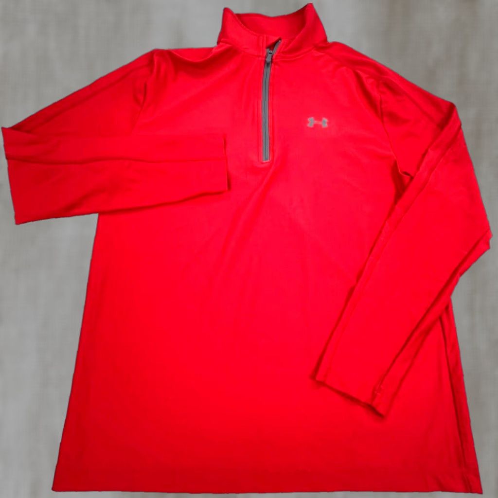 Under Armour Under Armour Sweatshirt Men Medium Red Pullover Mock Neck 1/4 Zip Look: Breathable Moisture Wicking Lightweight All Seasons Sport Theme Everyday Wear Size US M / EU 48-50 / 2 - 1 Thumbnail