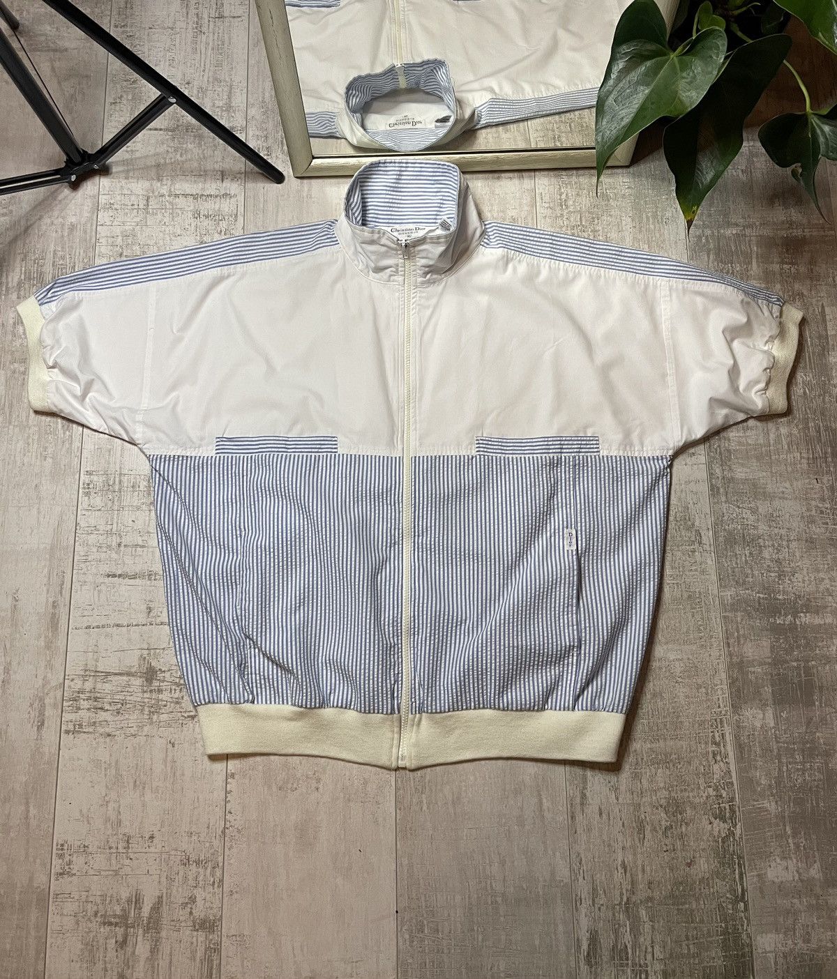 Vintage Christian Dior Monsieur Zip Up Shirt Short Sleeve