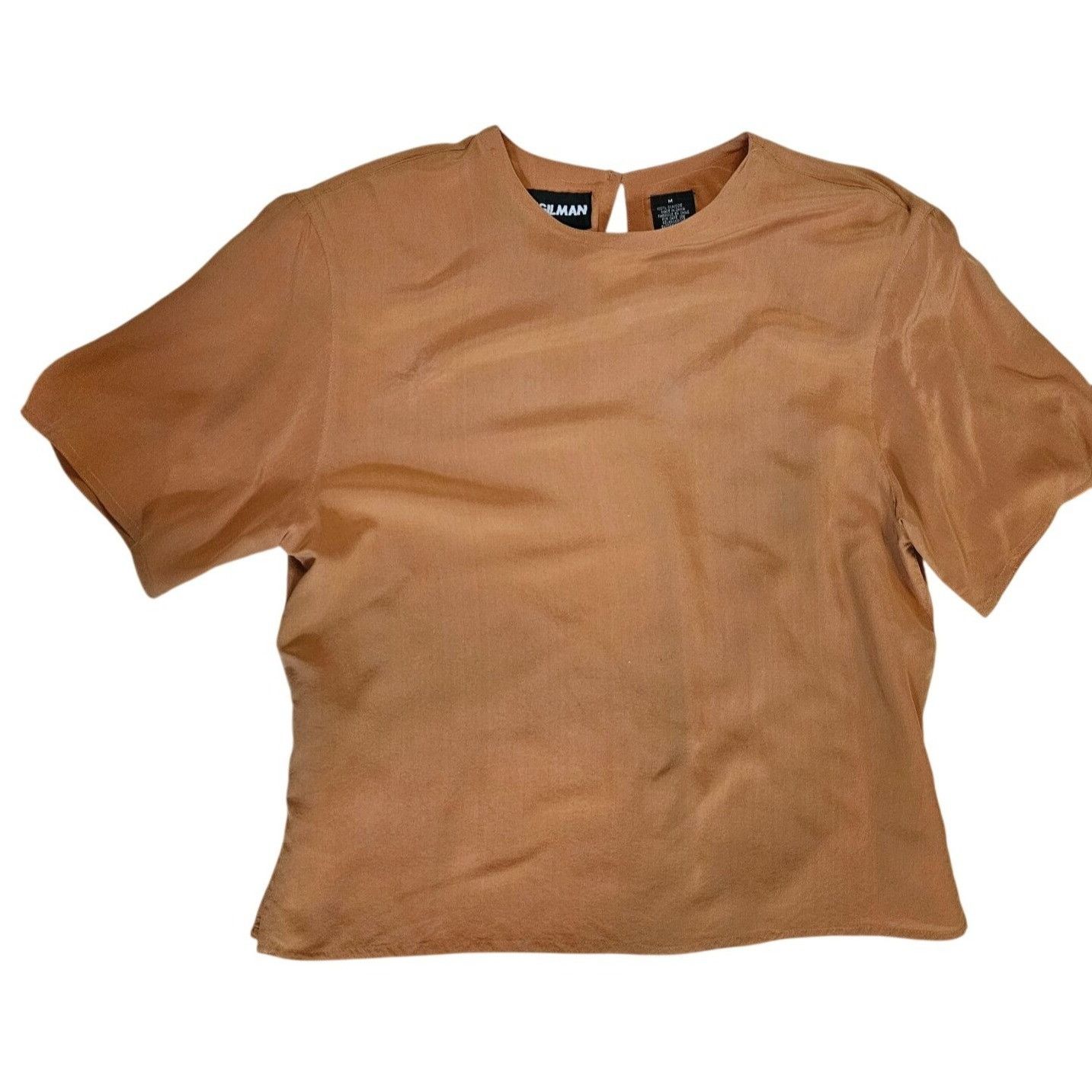 Other Brown Satin Short Sleeve Top With 80s Shoulder Pads & Back B Size M / US 6-8 / IT 42-44 - 2 Thumbnail