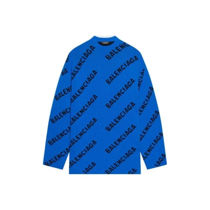 Balenciaga Balenciaga Blue Logo Knit Pullover Sweater Size US XS / EU 42 / 0 - 1 Thumbnail