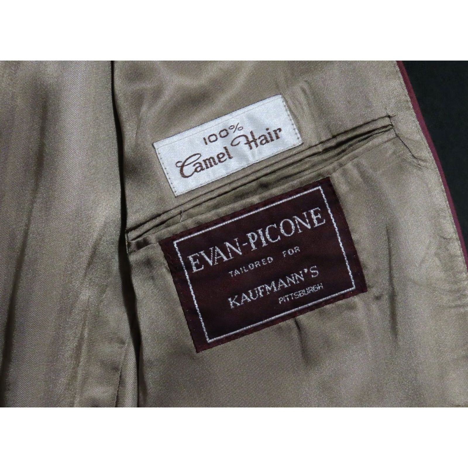 Evan Picone VINTAGE Evan Picone Blazer Jacket Sports Men Dark Green Camel Hair Tailored Two-Button Single-Breasted Notch Lapel Classic Regular Size L Size 42R - 5 Thumbnail