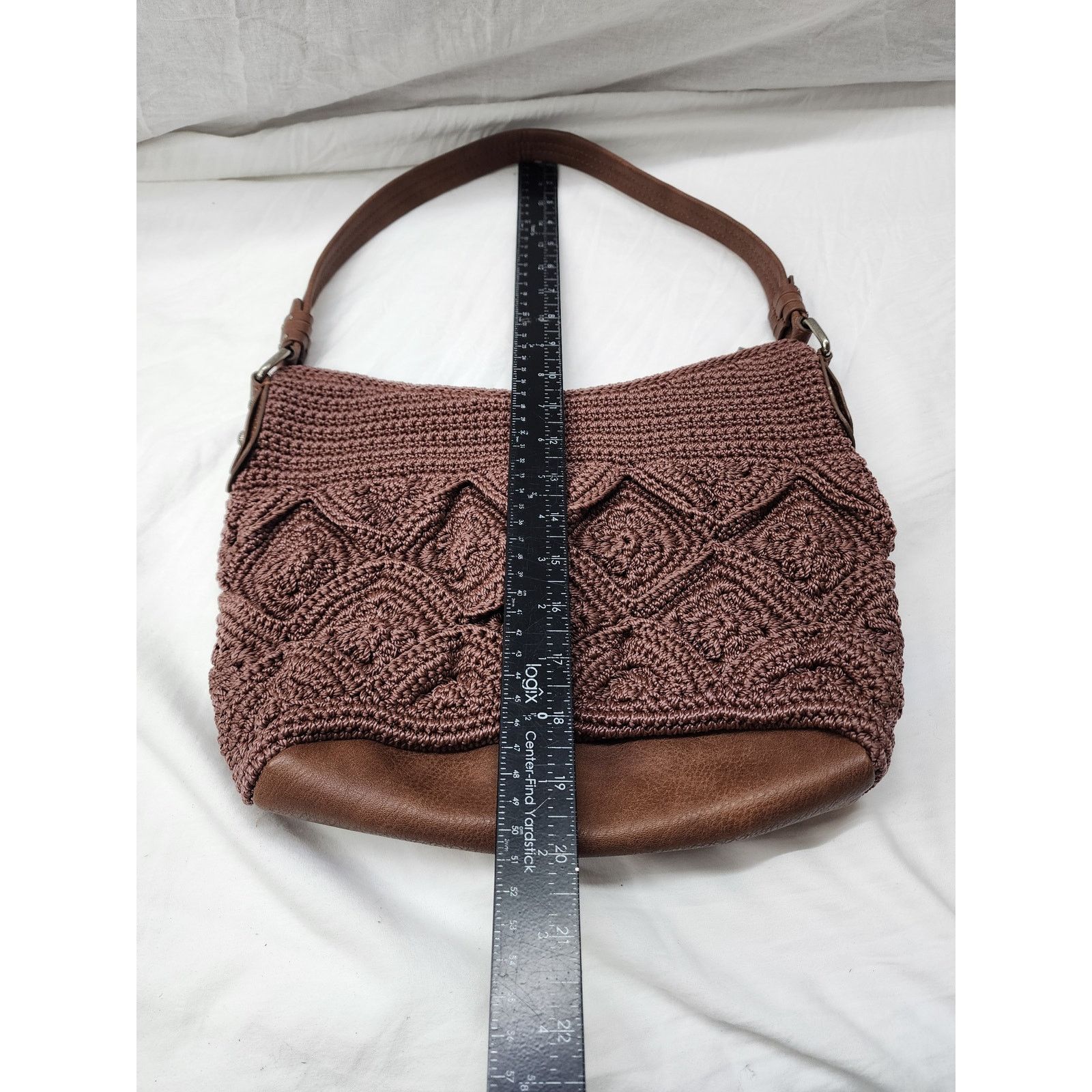 The Sak The Sak Crocheted handbag purse clean w/ leather btm & strap Size ONE SIZE - 3 Thumbnail
