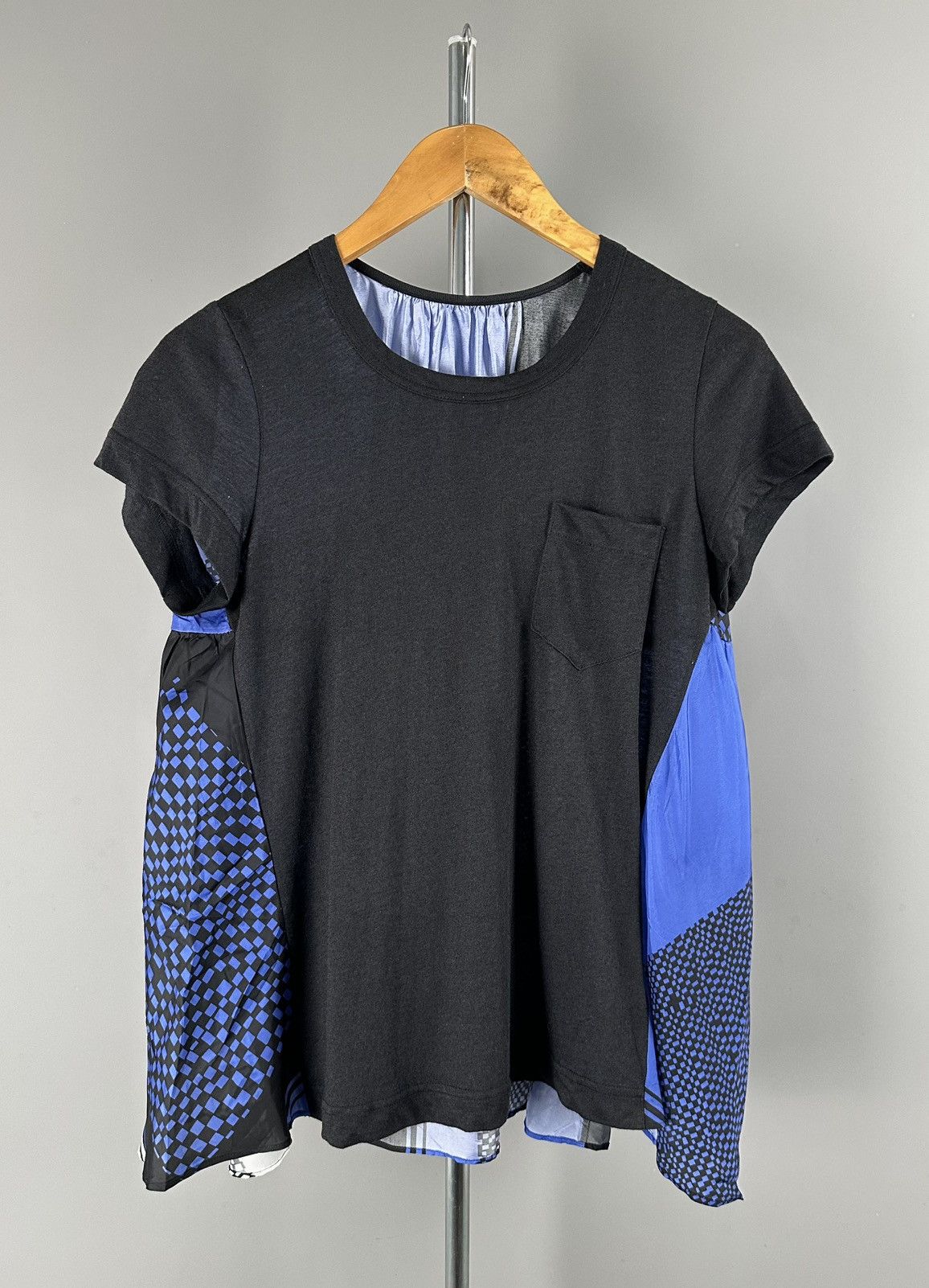 Sacai Sacai - Cut and Sew T-shirt with Scarf Attachments - Black Size M / US 6-8 / IT 42-44 - 1 Thumbnail