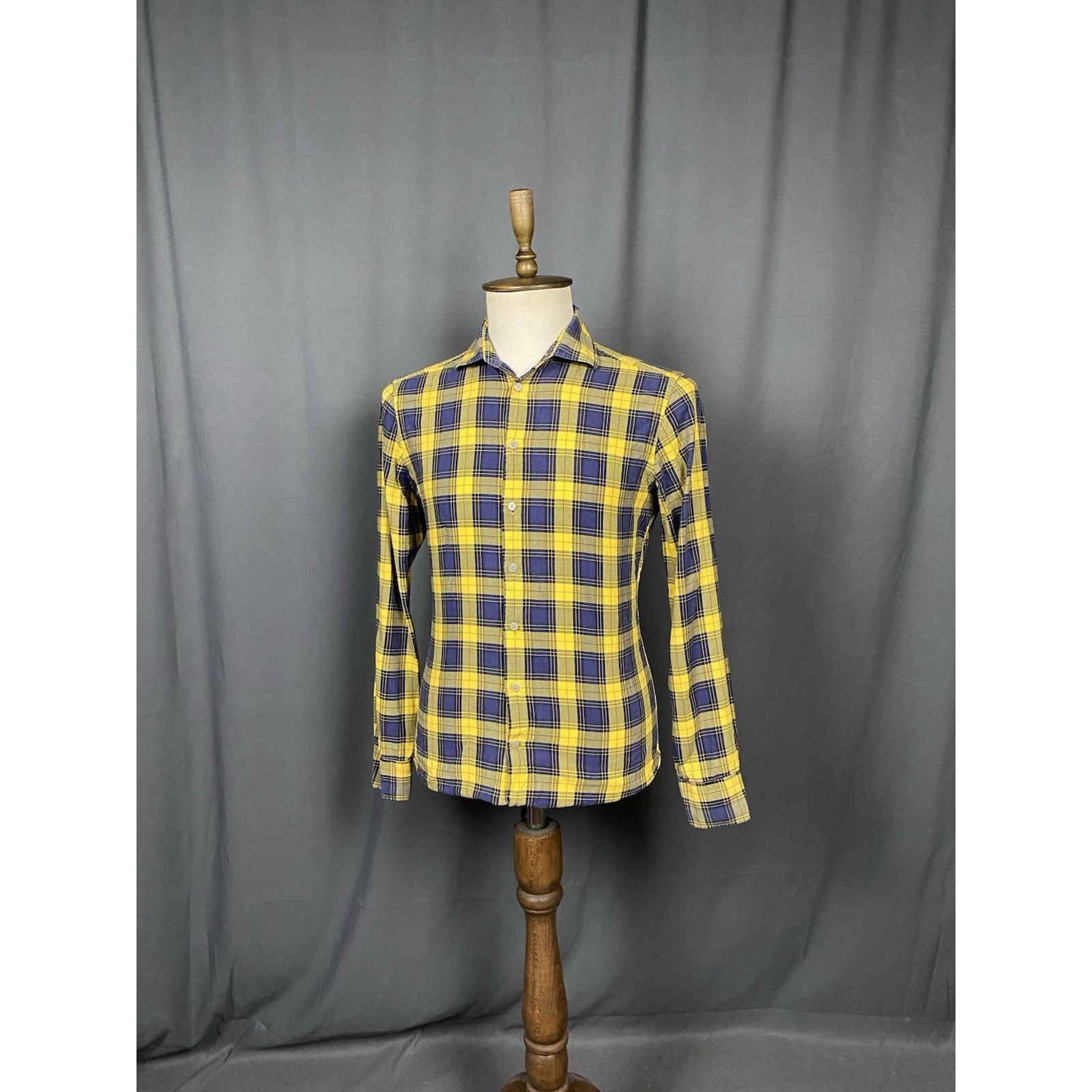 Etro Etro Men's Blue Yellow Checked Longsleeve Shirt Size 40 Size US M / EU 48-50 / 2 - 4 Thumbnail