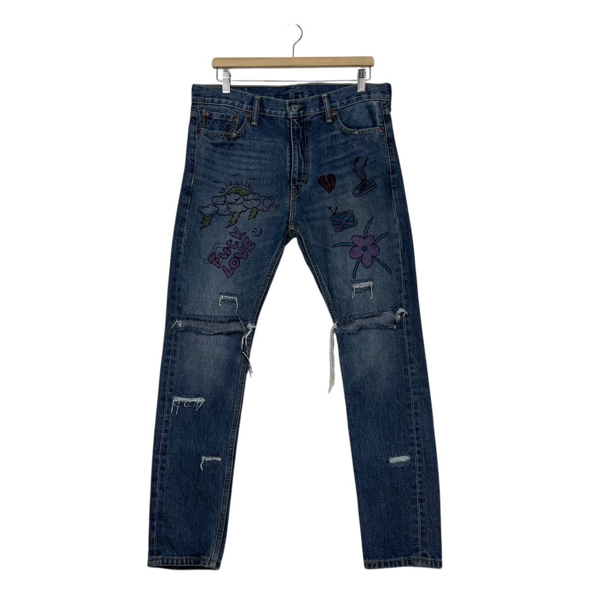 Levi's Vintage Levis 510 Custom Art distressed Denim Jeans Size US 34 / EU 50 - 1 Thumbnail