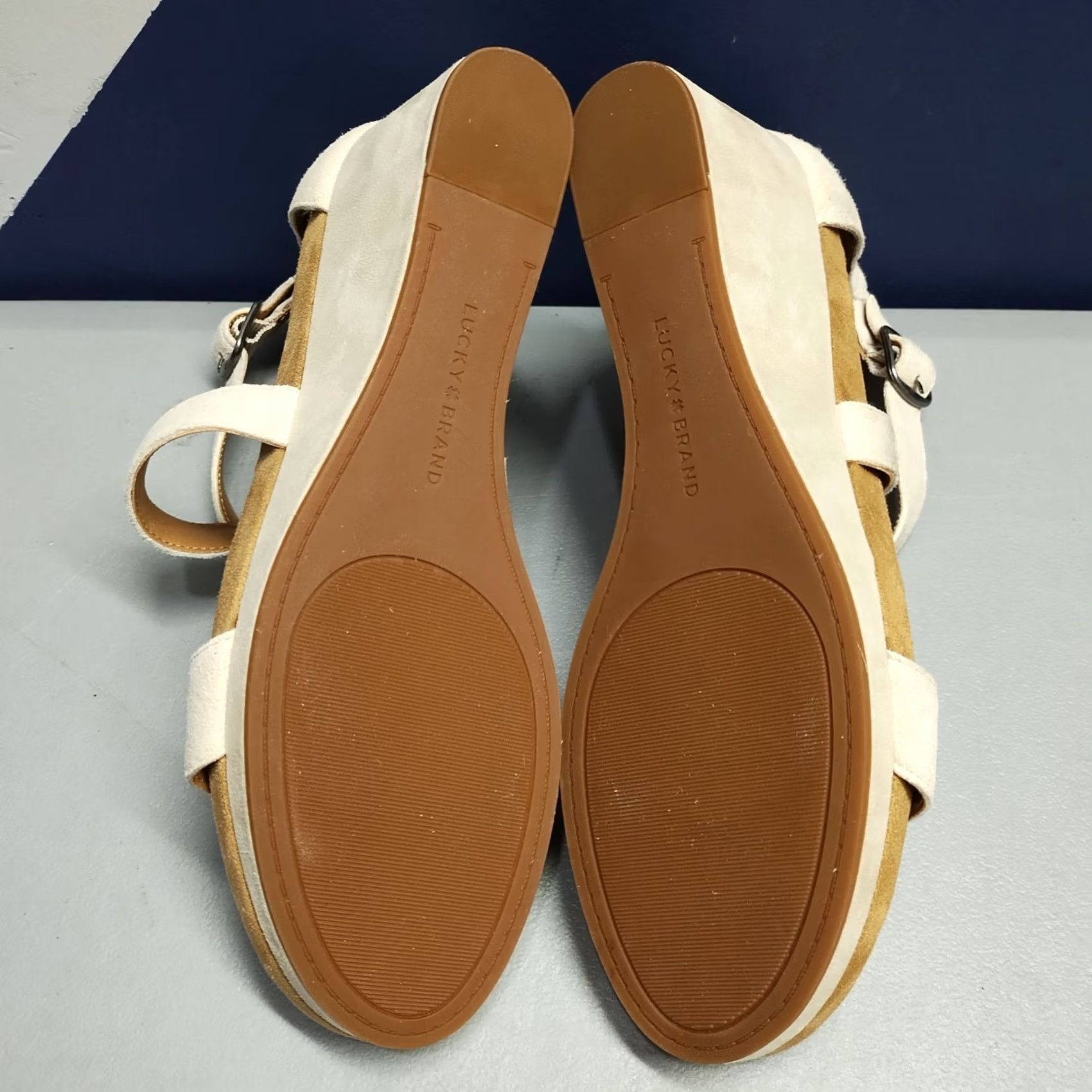 Lucky Brand Lucky Brand Kenadee Wedge Sandals Womens US 10M Tan Brown Leather Buckle Strap Sandals Size US 10 / IT 40 - 7 Thumbnail
