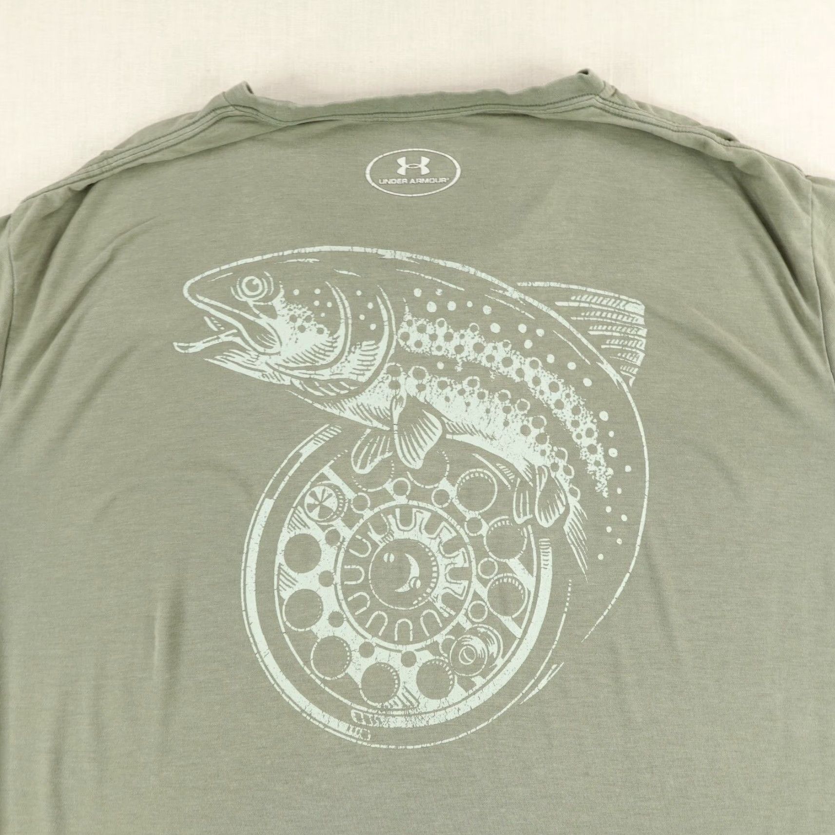 Under Armour VINTAGE Under Armour Performance T-Shirt Mens 2XL Green Fish Outdoor Sports Activewear Size US XXL / EU 58 / 5 - 6 Thumbnail