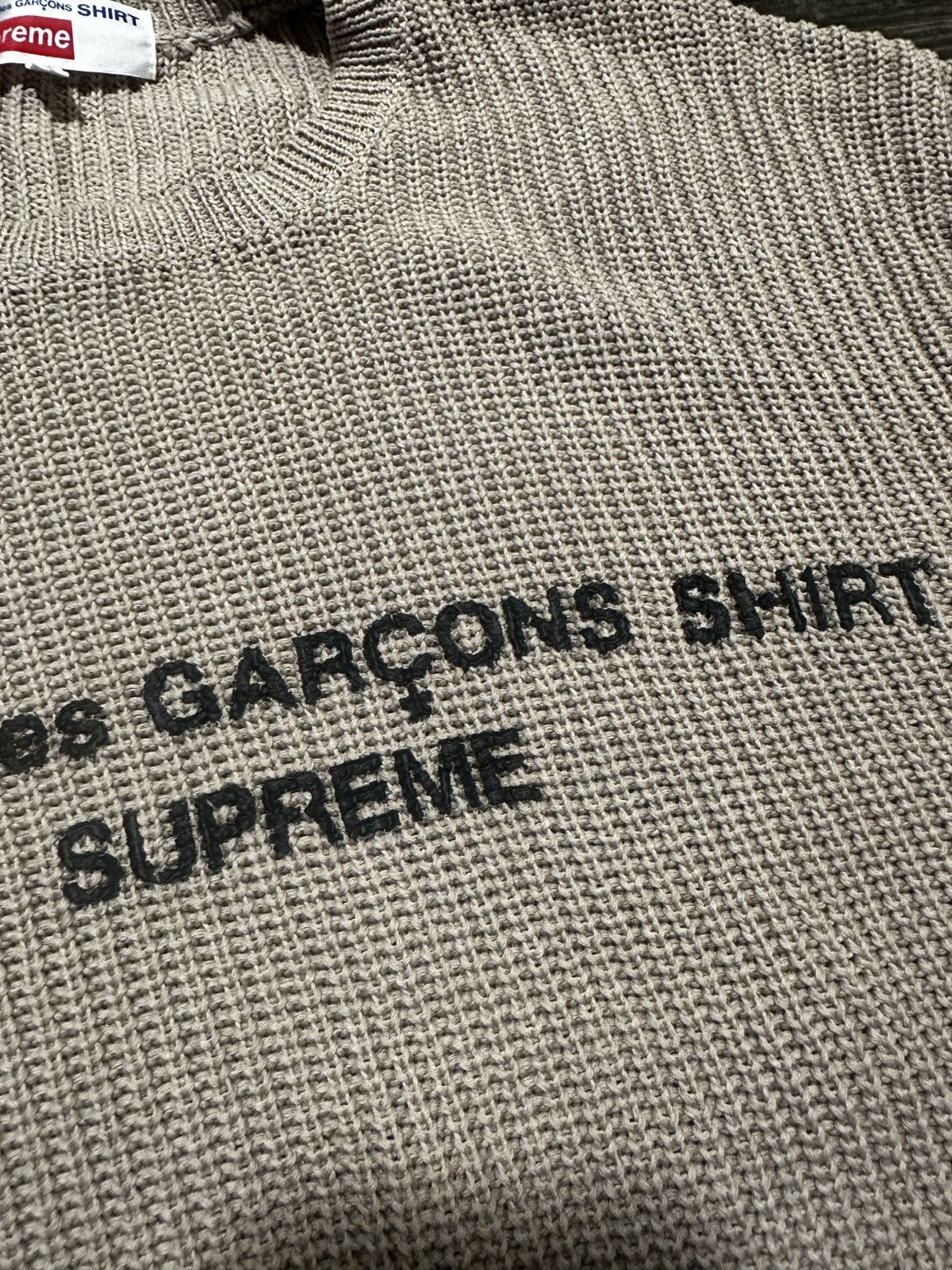Comme des Garcons SHIRT × Supreme Supreme x CDG Knit Sweater Tan Size US L / EU 52-54 / 3 - 4 Thumbnail
