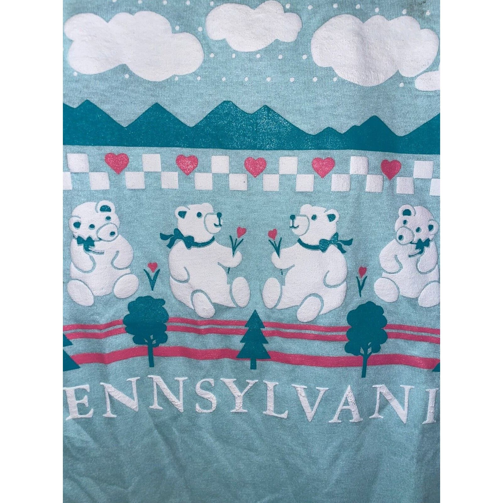 Jerzees 1980s Vintage Pennsylvania Shirt Teddy bear Blue Tee VTG M Size US S / EU 44-46 / 1 - 3 Thumbnail