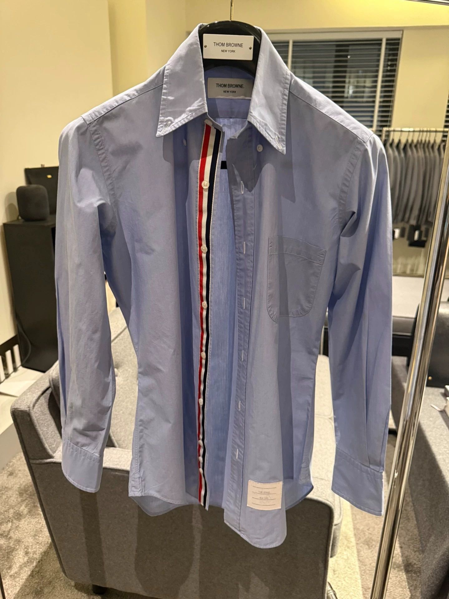 Thom Browne Thom Browne Classic Tri-Color Placket Poplin Shirt 00 Size US XXS / EU 40 - 1 Thumbnail