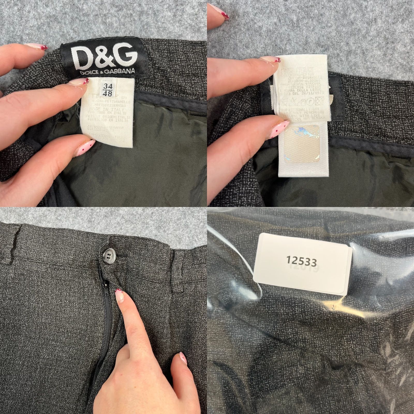 Dolce & Gabbana Dolce&Gabbana Trousers Chino Womens 28 28 UK10 High Rise 1970s Vintage Grey Cotton Viscoe Straight Front Tailored Regular Button Logo Pockets- N/A Size 32" / US 10 / IT 46 - 8 Thumbnail