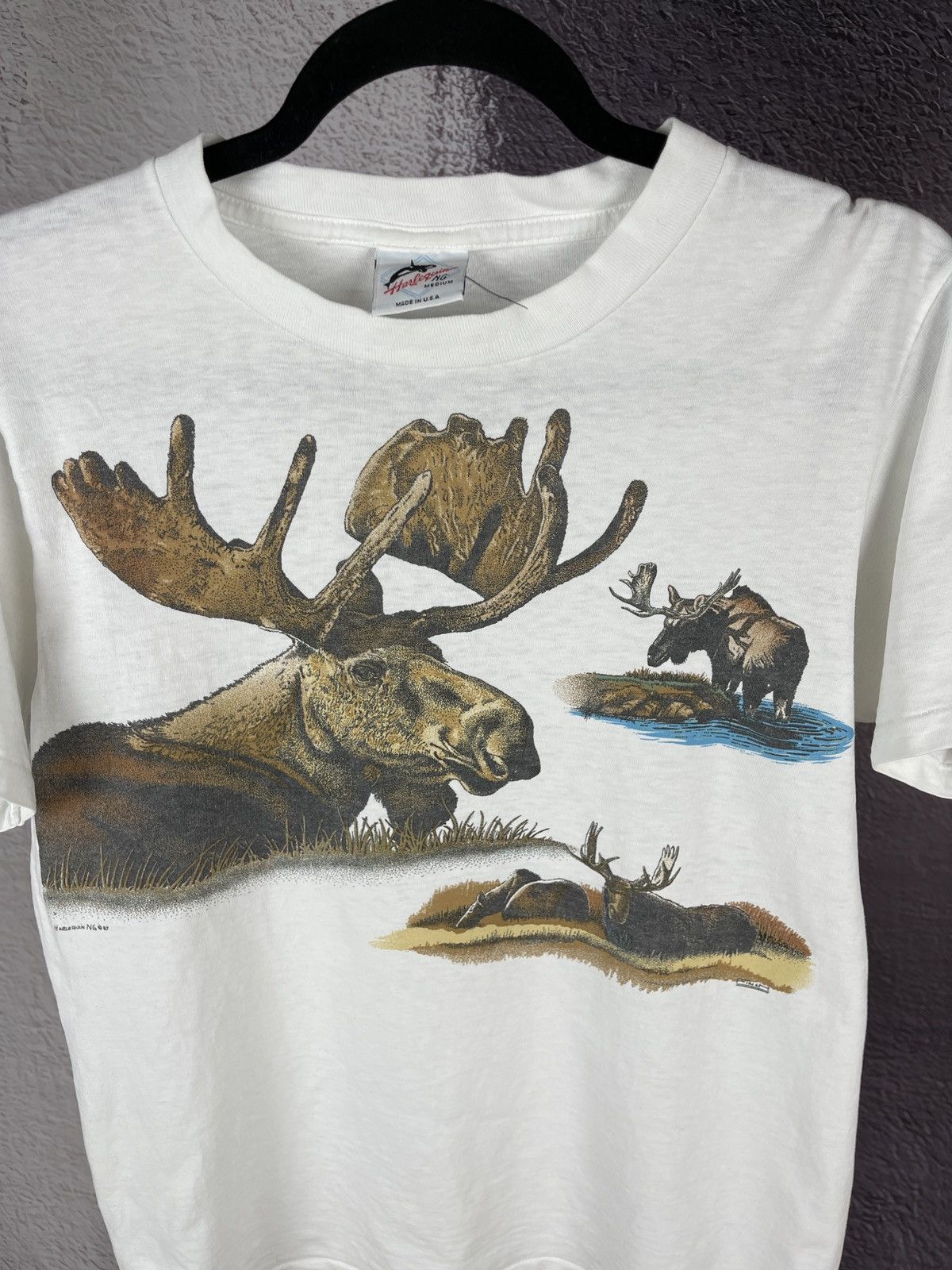 Vintage Vintage 1987 Harlequin NG Moose tee shirt made in USA Size US M / EU 48-50 / 2 - 7 Thumbnail